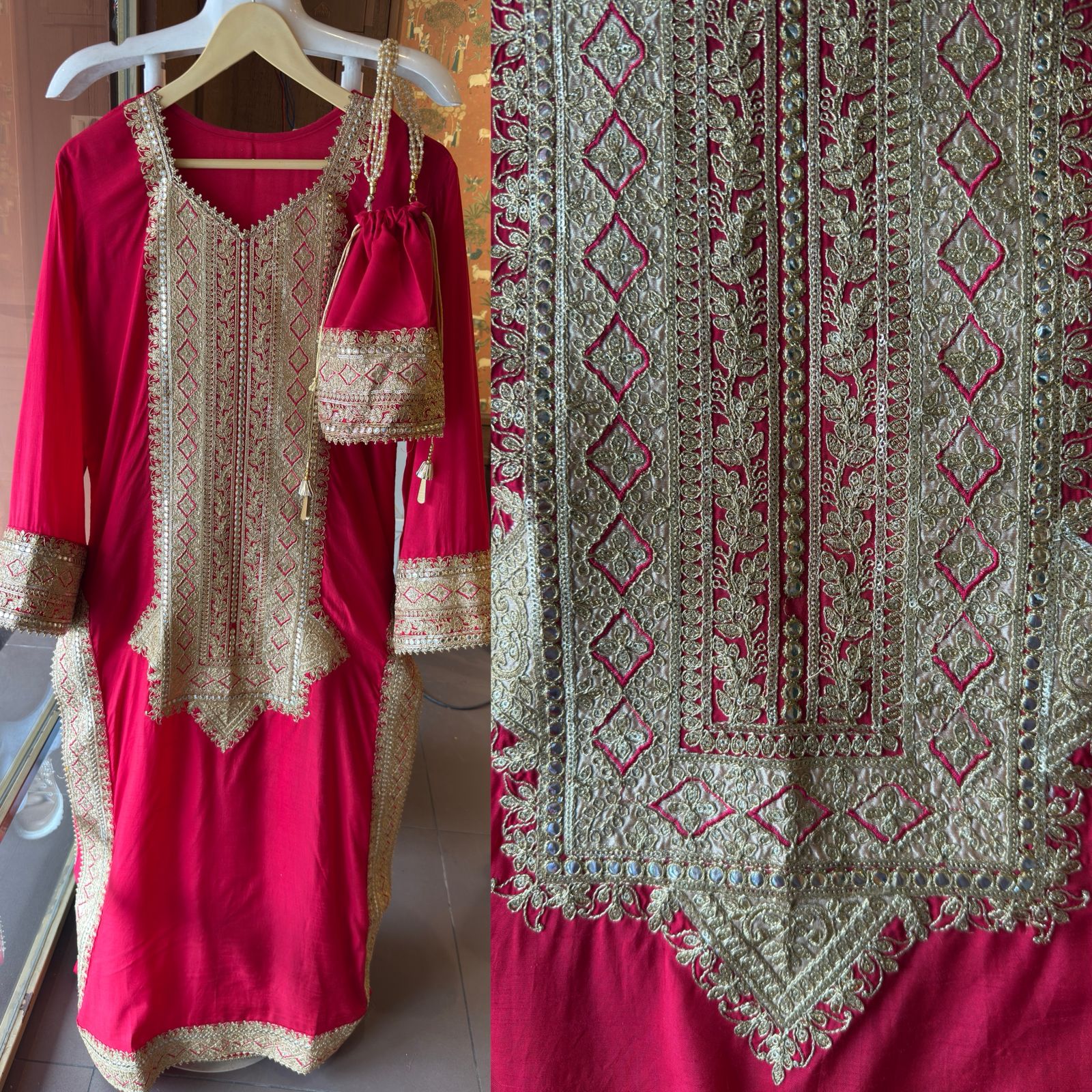 Traditional embroidered kurta set
