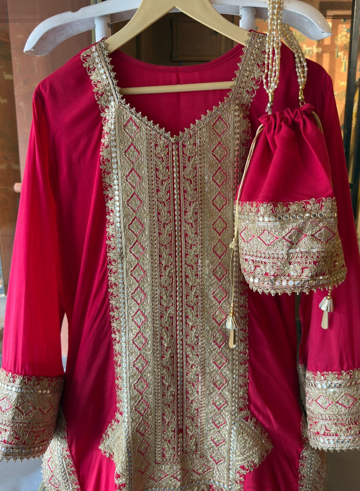 Traditional embroidered kurta set