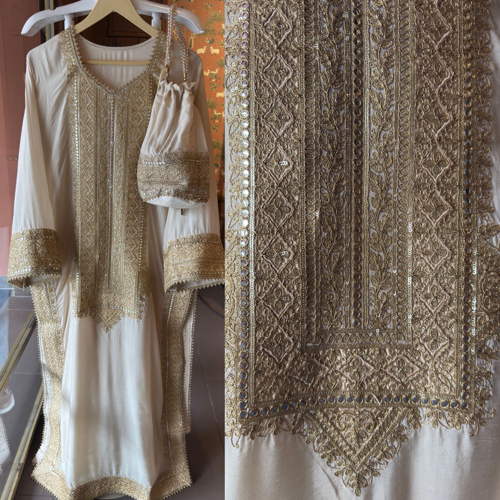 Traditional embroidered kurta set