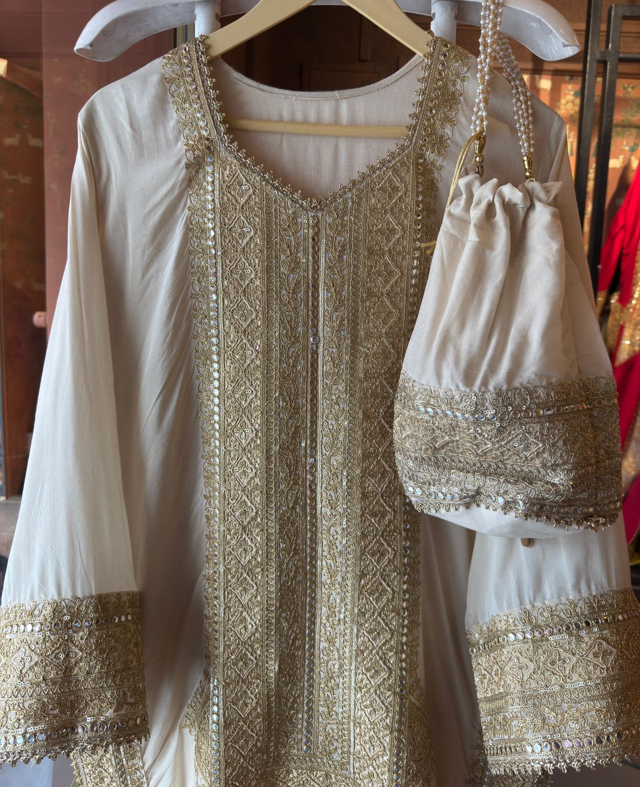 Traditional embroidered kurta set