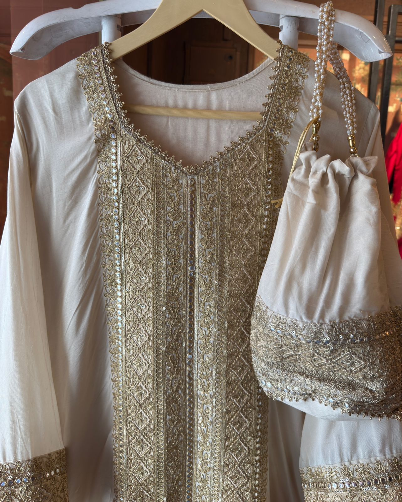 Traditional embroidered kurta set