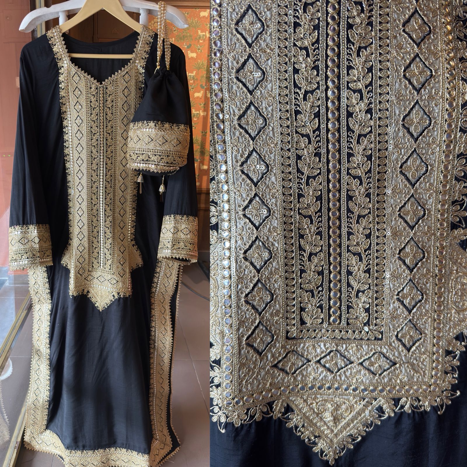 Traditional embroidered kurta set