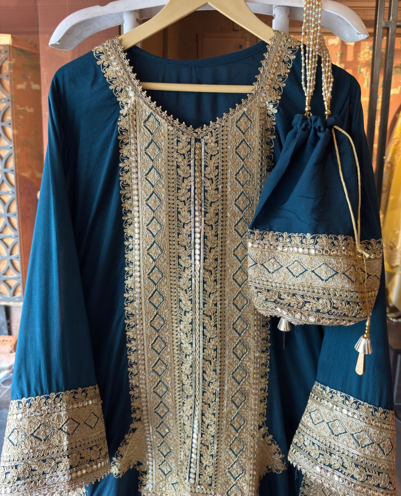 Traditional embroidered kurta set