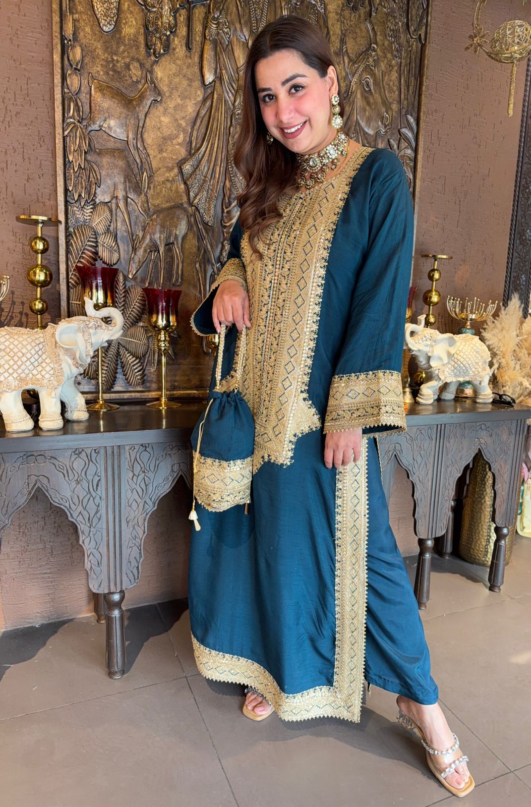 Traditional embroidered kurta set