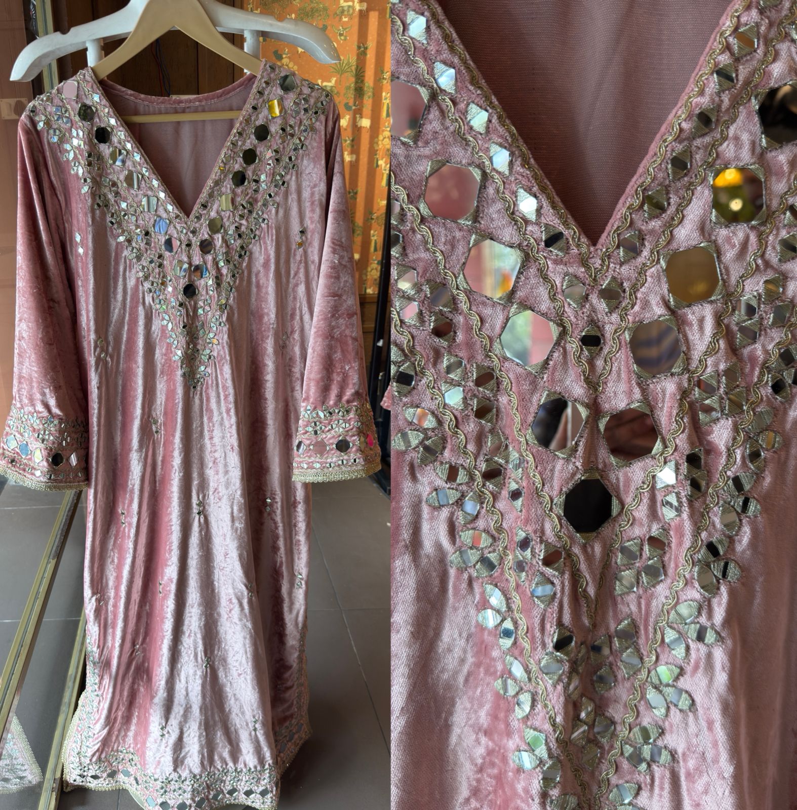 Velvet long Kurta set