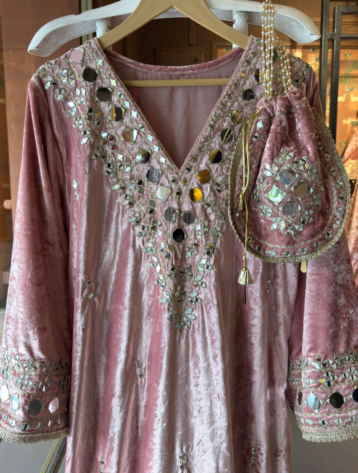 Velvet long Kurta set