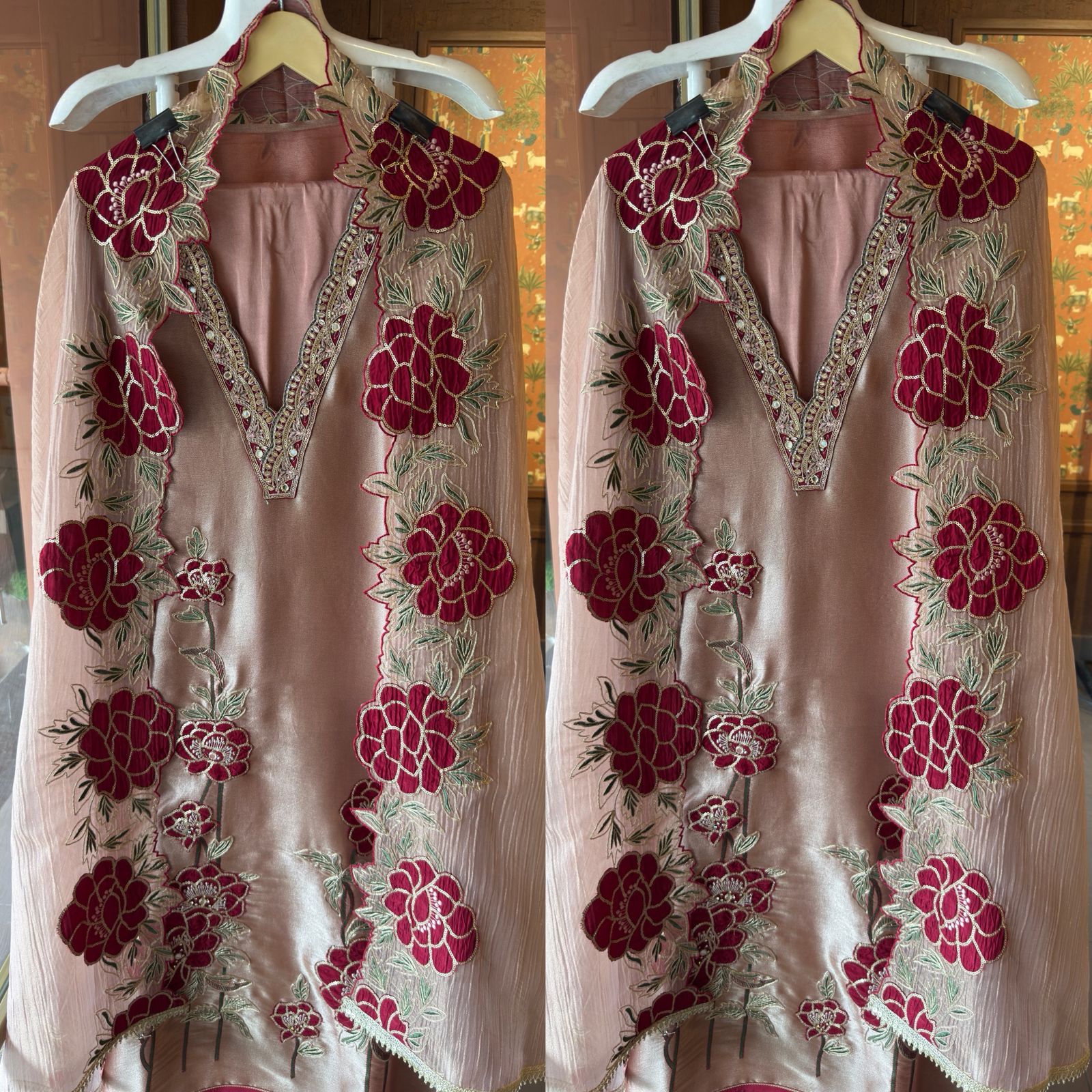 Giraffe tissue fabric Suit set