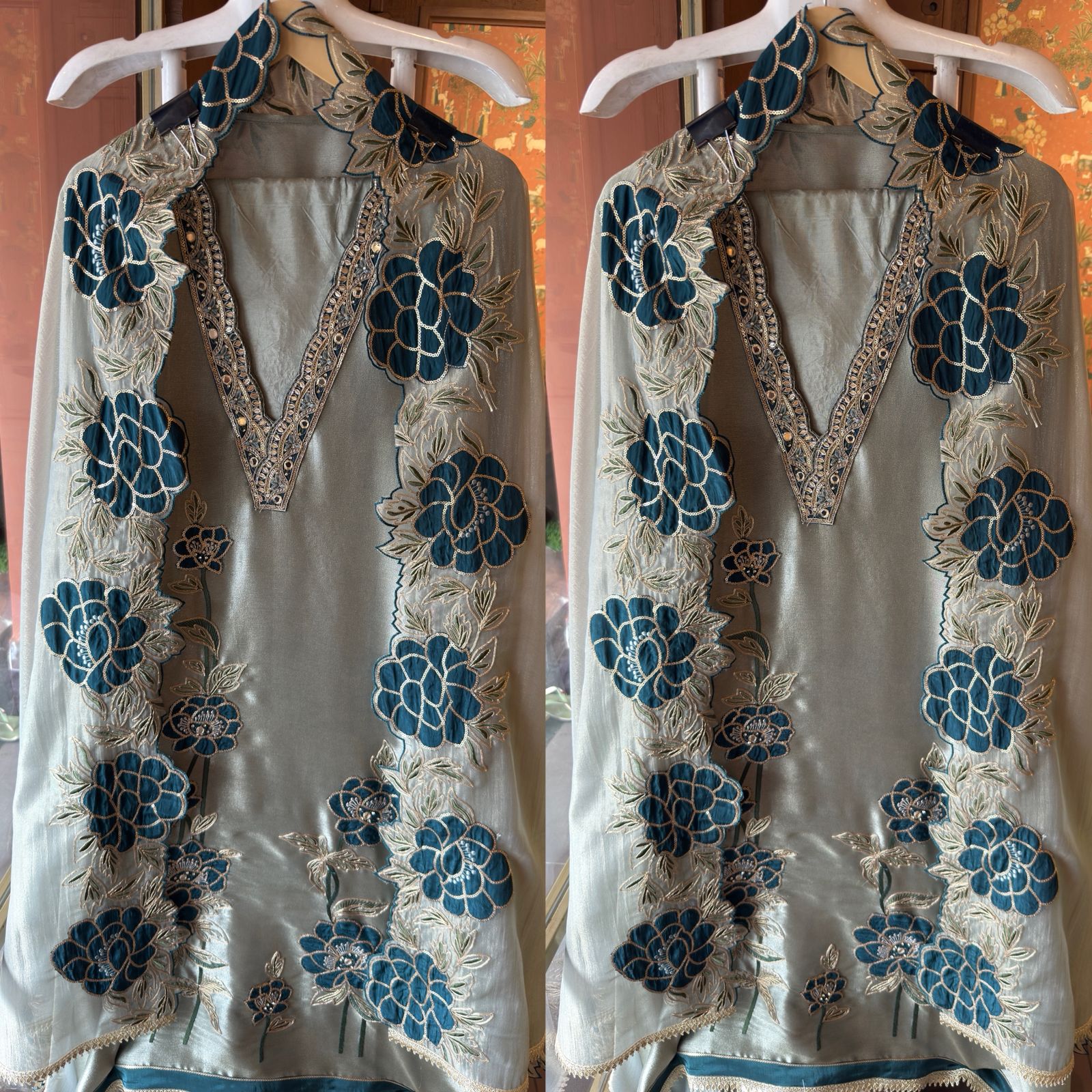 Giraffe tissue fabric Suit set
