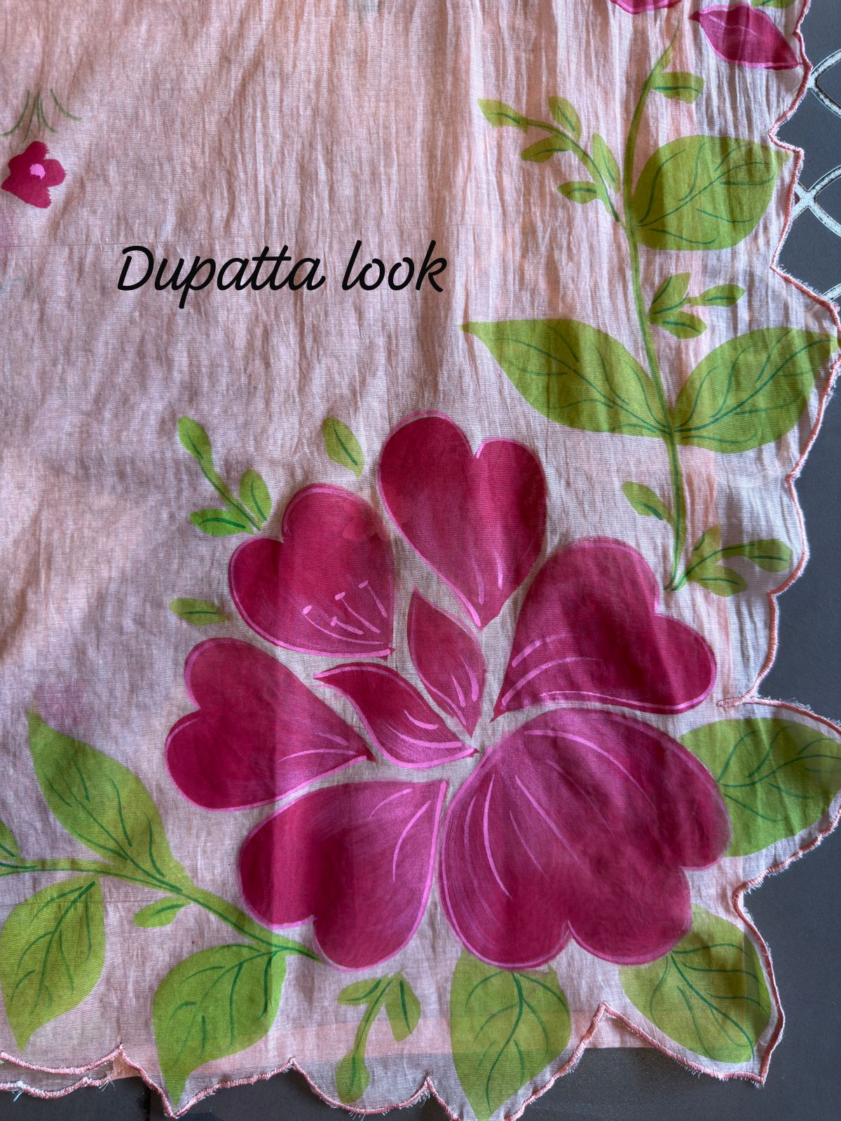 Floral Appliqué Mul Unstitched Suit
