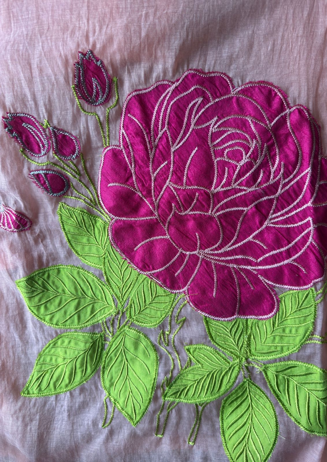 Floral Appliqué Mul Unstitched Suit
