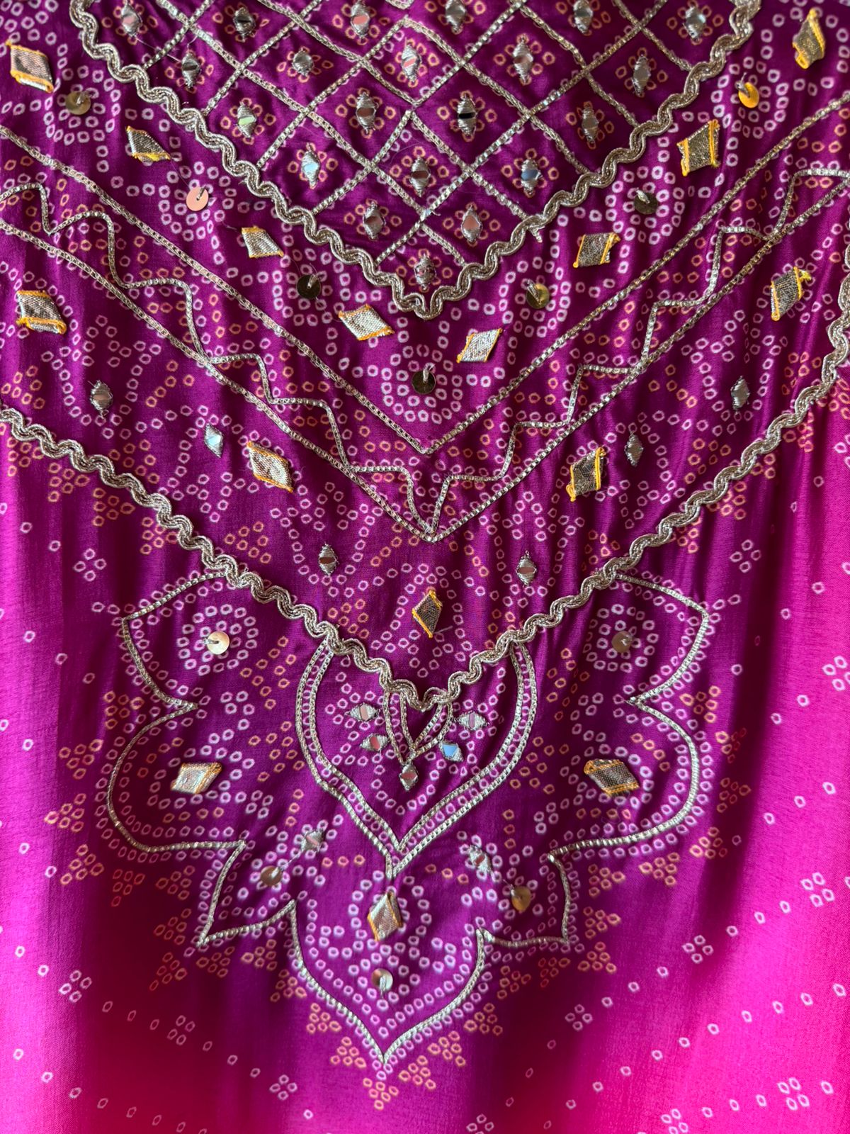 Rani Pink Bandhani Silk Unstitched Suit