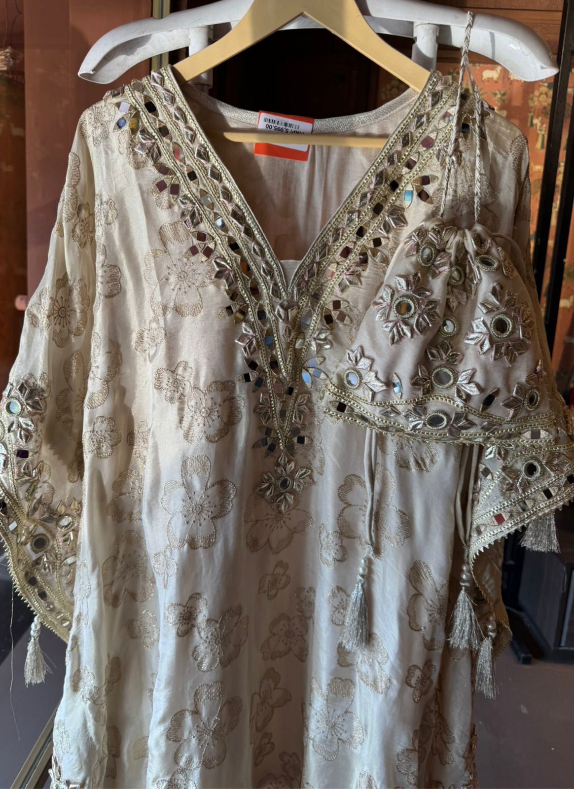 Ivory Embroidered Kaftan Set