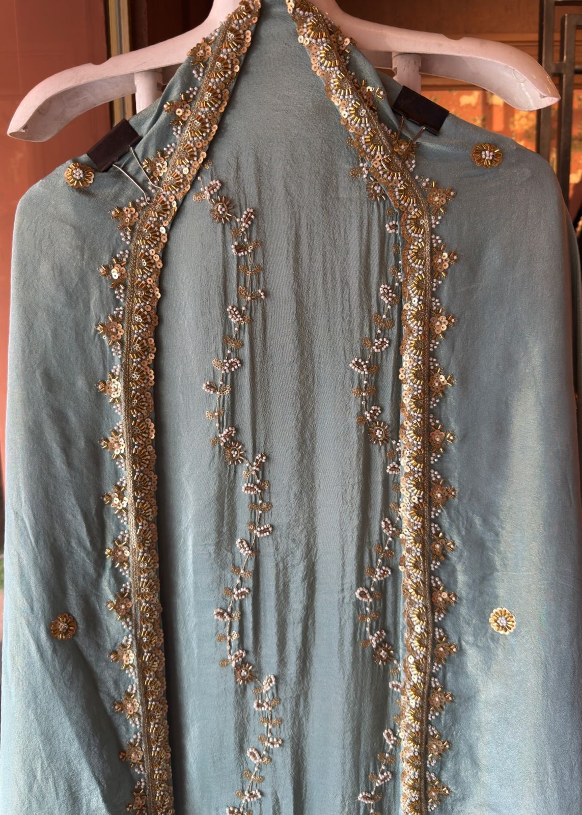Beautiful Soft sea-green tissue Suit