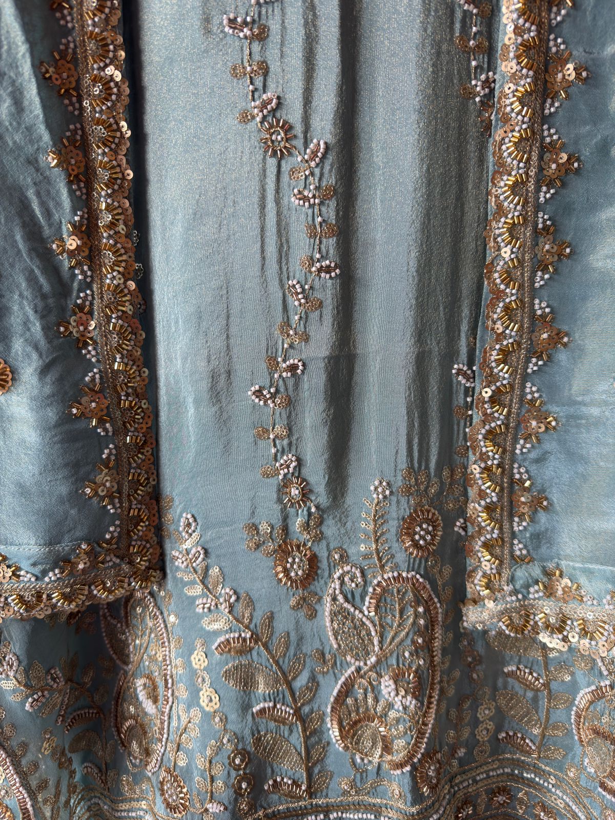 Beautiful Soft sea-green tissue Suit