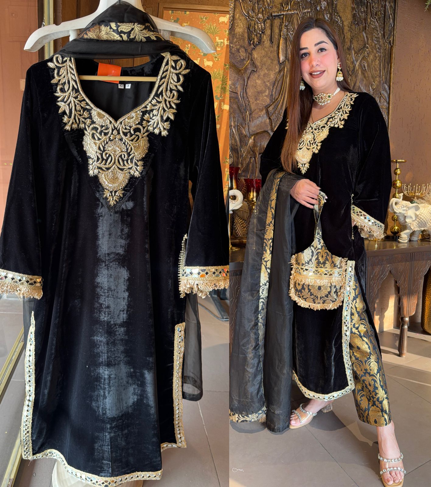 Traditional Indian Velvet kurta set