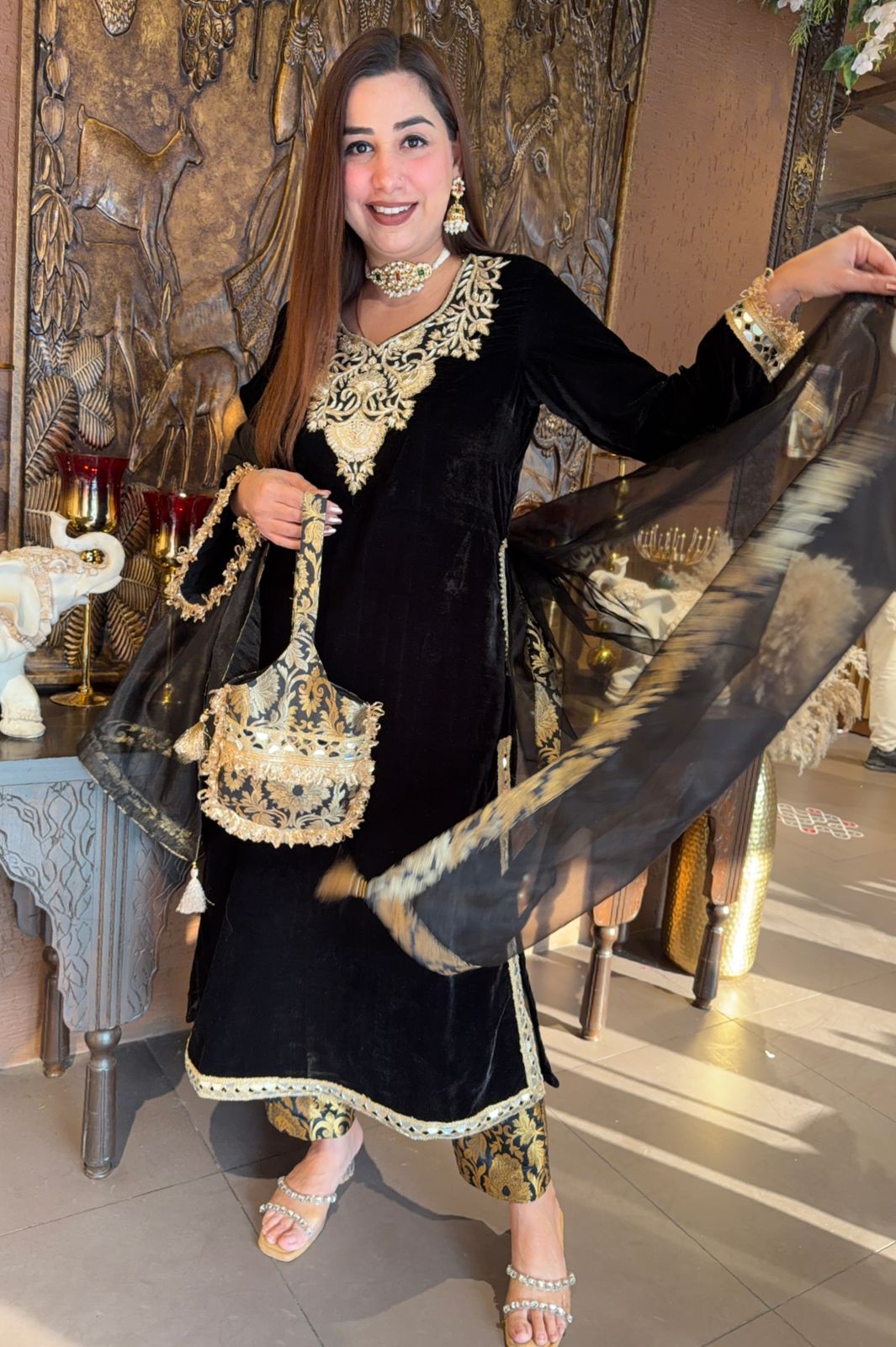 Traditional Indian Velvet kurta set