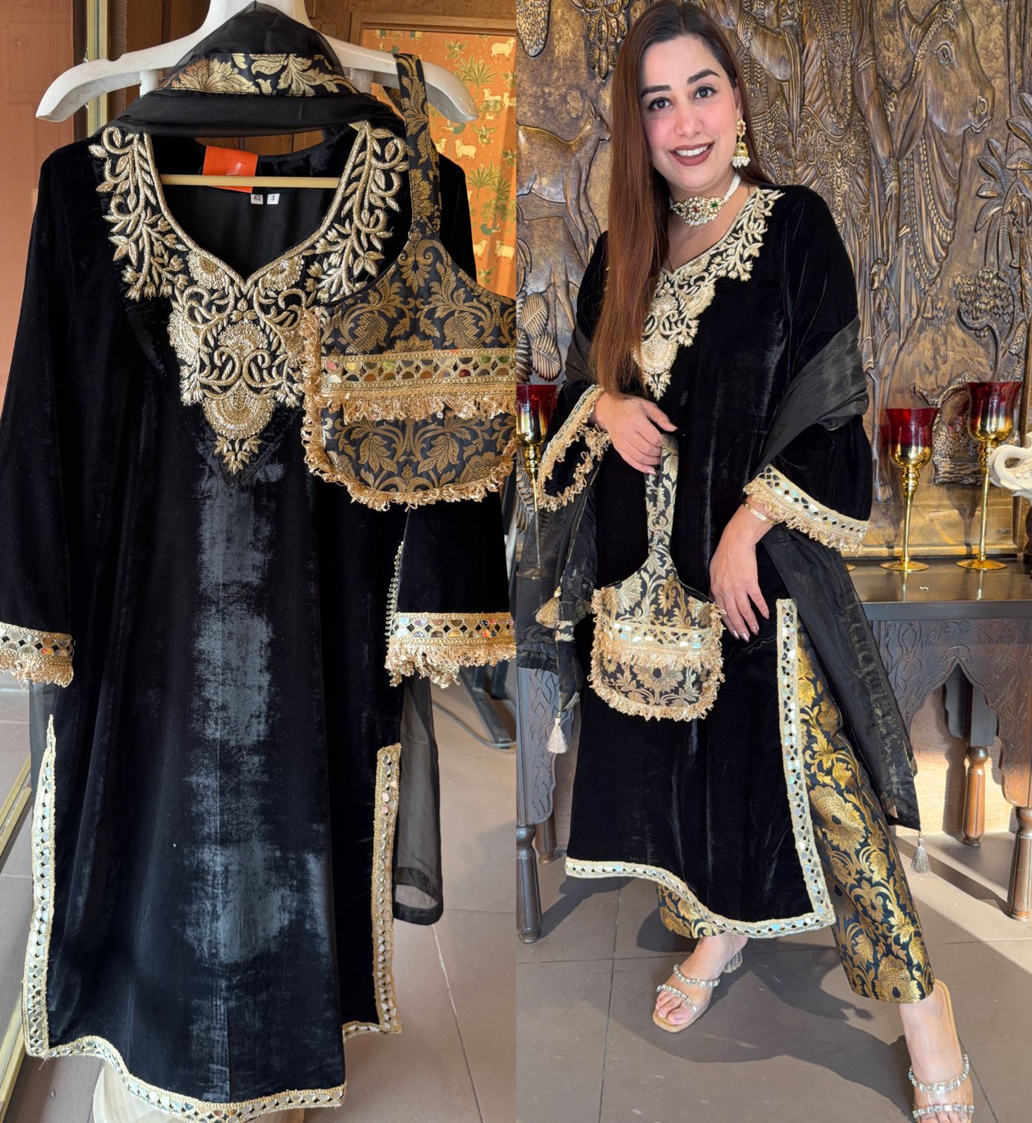 Traditional Indian Velvet kurta set