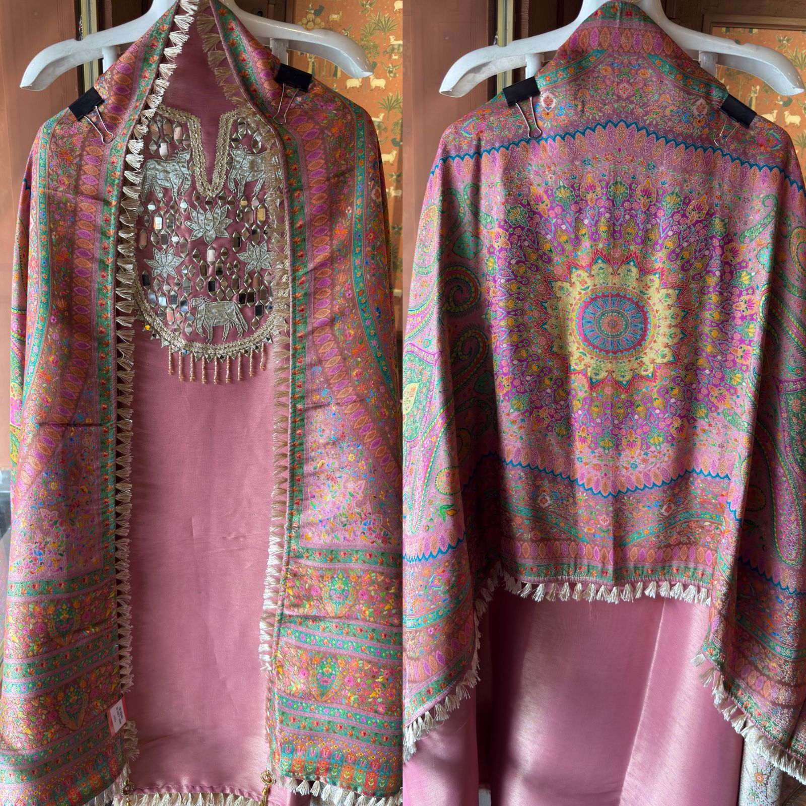 Royal Kashmiri Mirror-Work Unstitched Suit