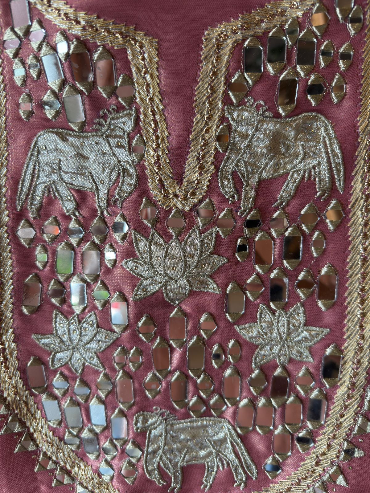 Royal Kashmiri Mirror-Work Unstitched Suit