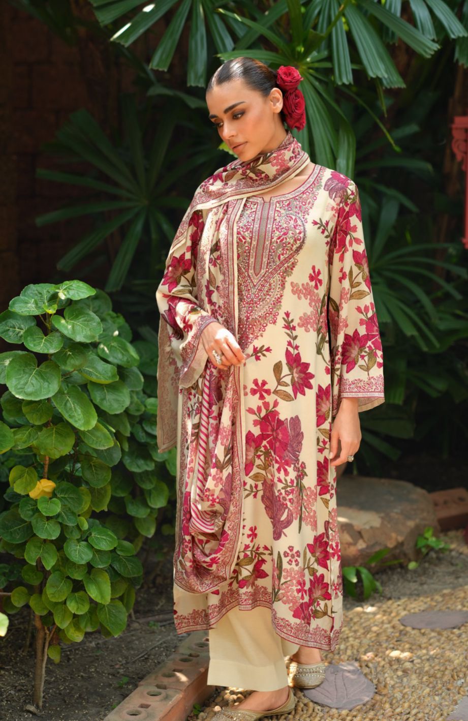 Modal satin digital printed shirt