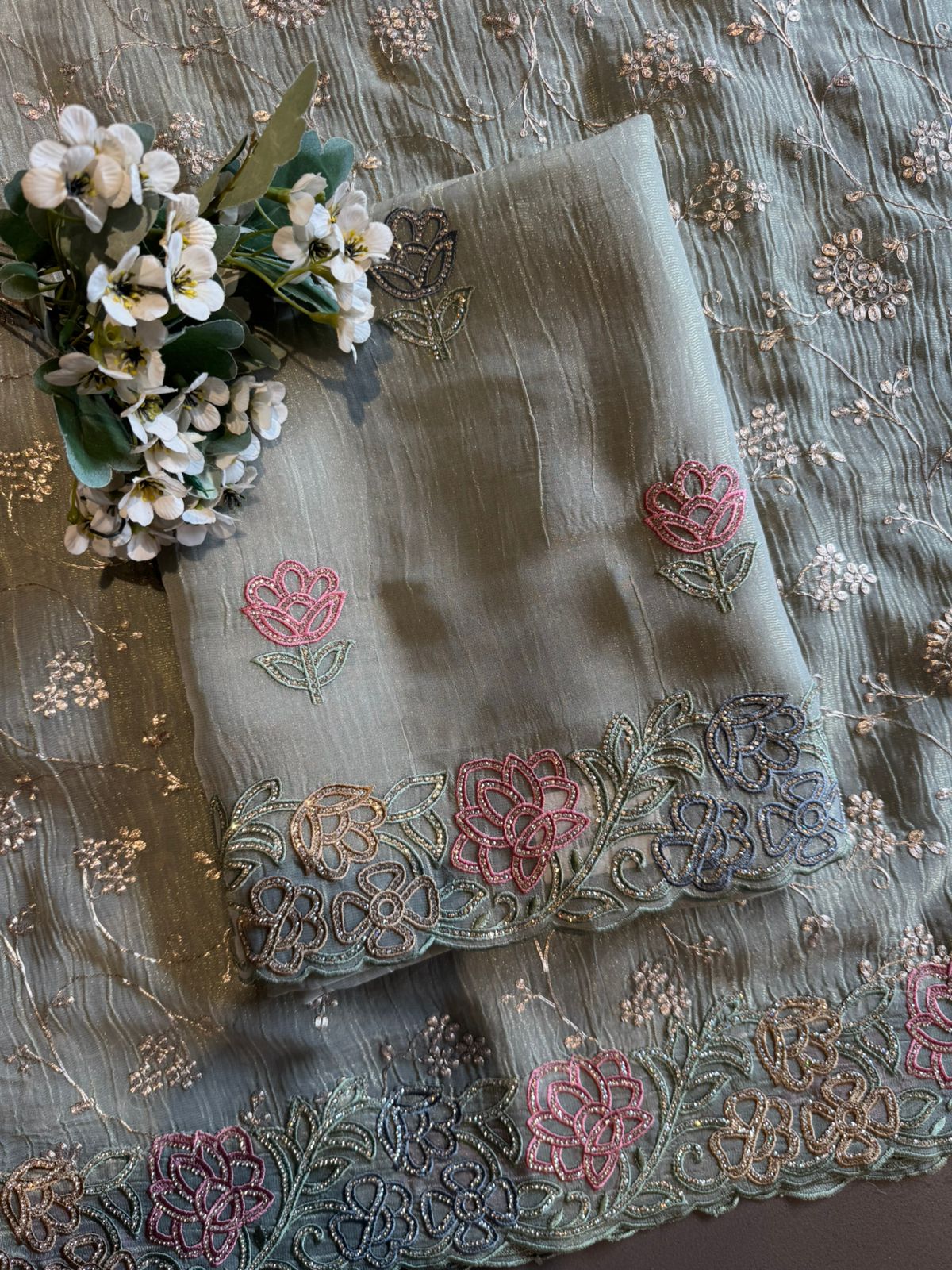 Crinkled Crushed tissue unstiched tissue