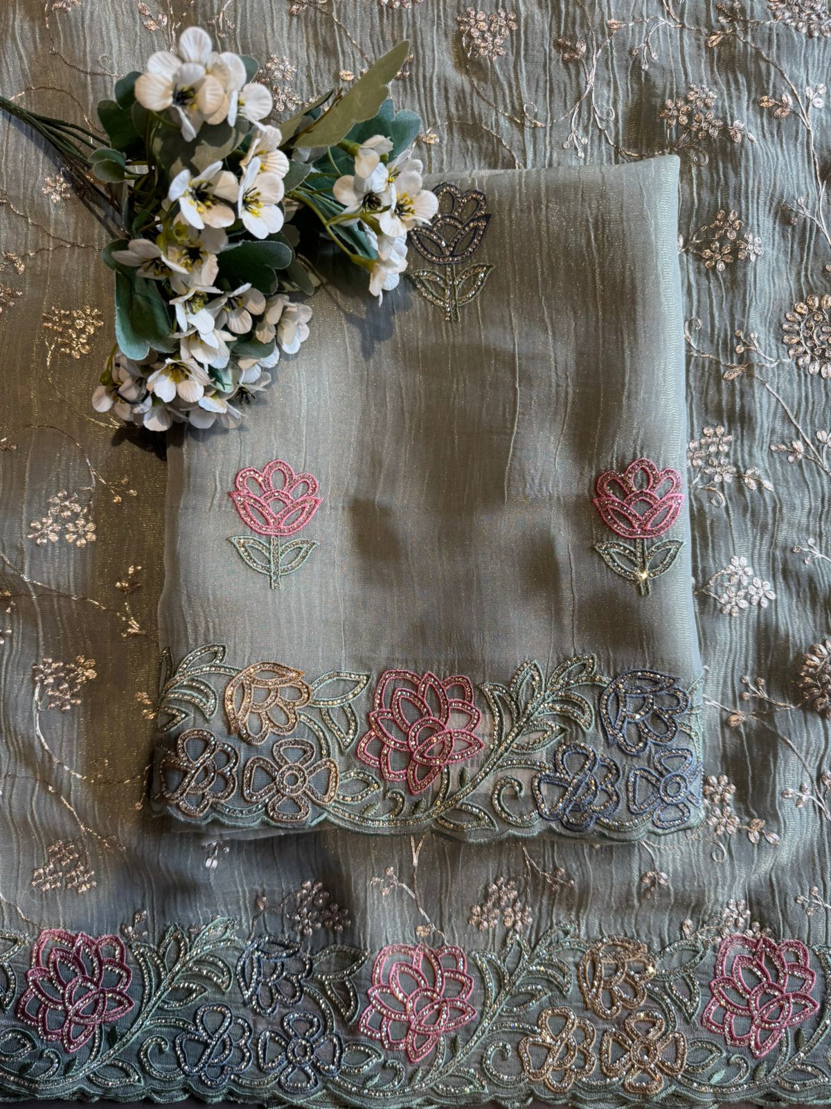 Crinkled Crushed tissue unstiched tissue