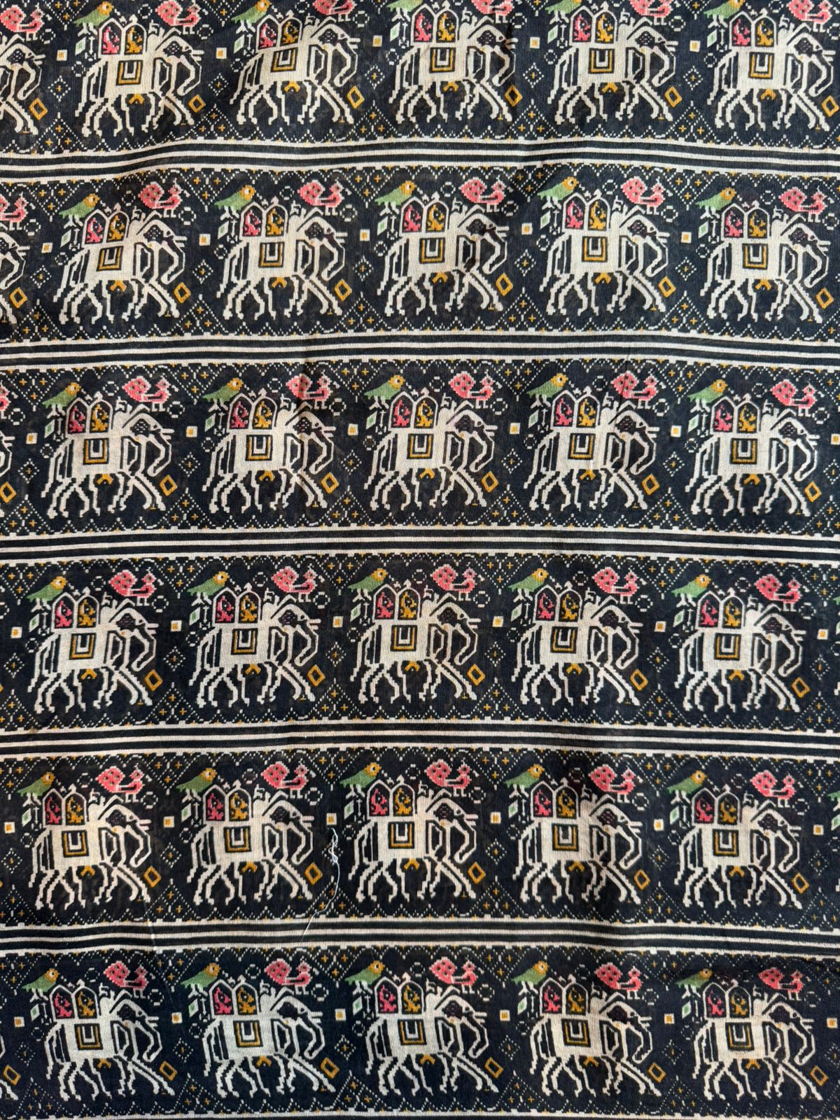 Ivory & Black Maheshwari Silk Ensemble