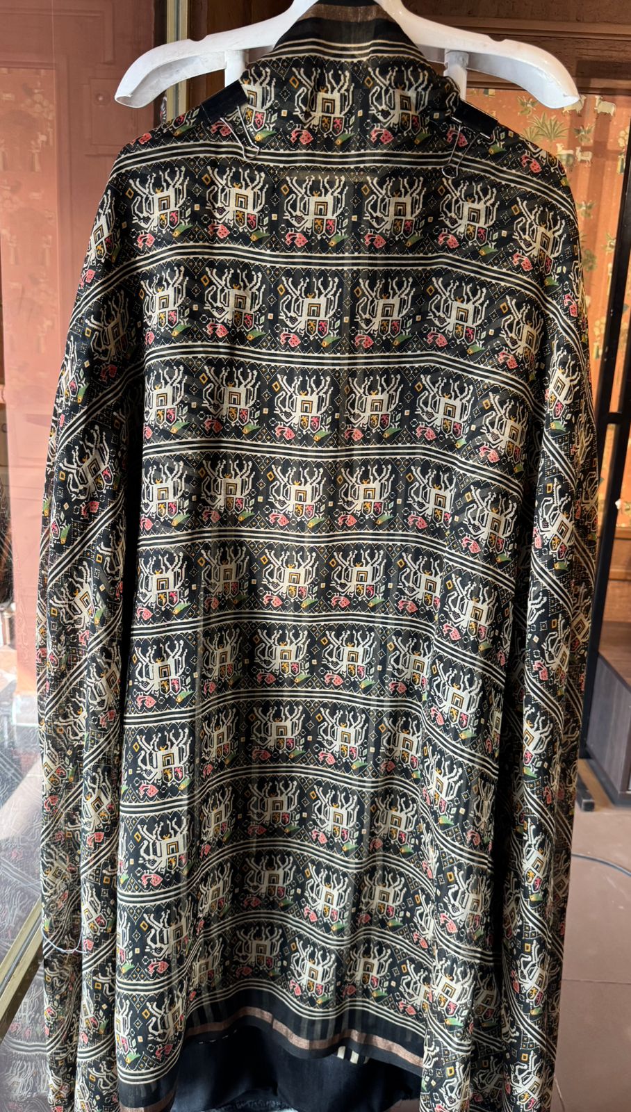 Ivory & Black Maheshwari Silk Ensemble