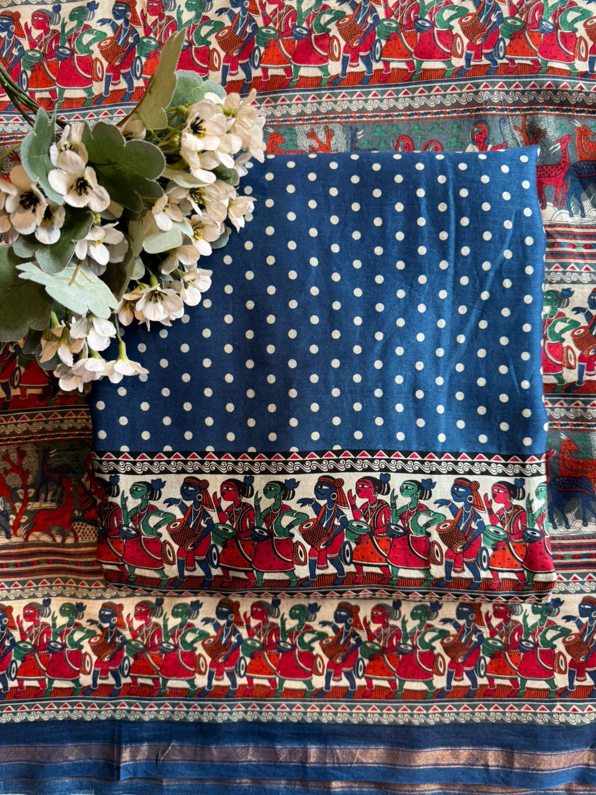 Royal Indigo Maheshwari Silk Ensemble