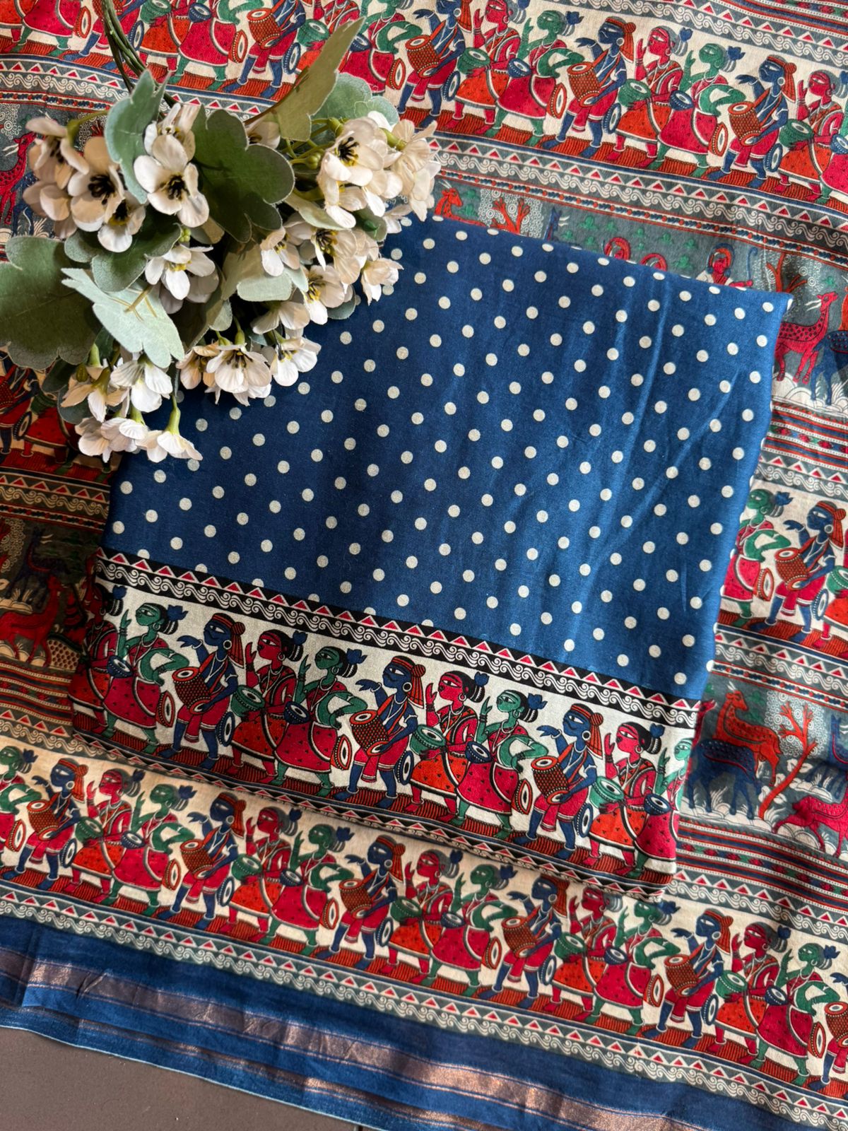 Royal Indigo Maheshwari Silk Ensemble