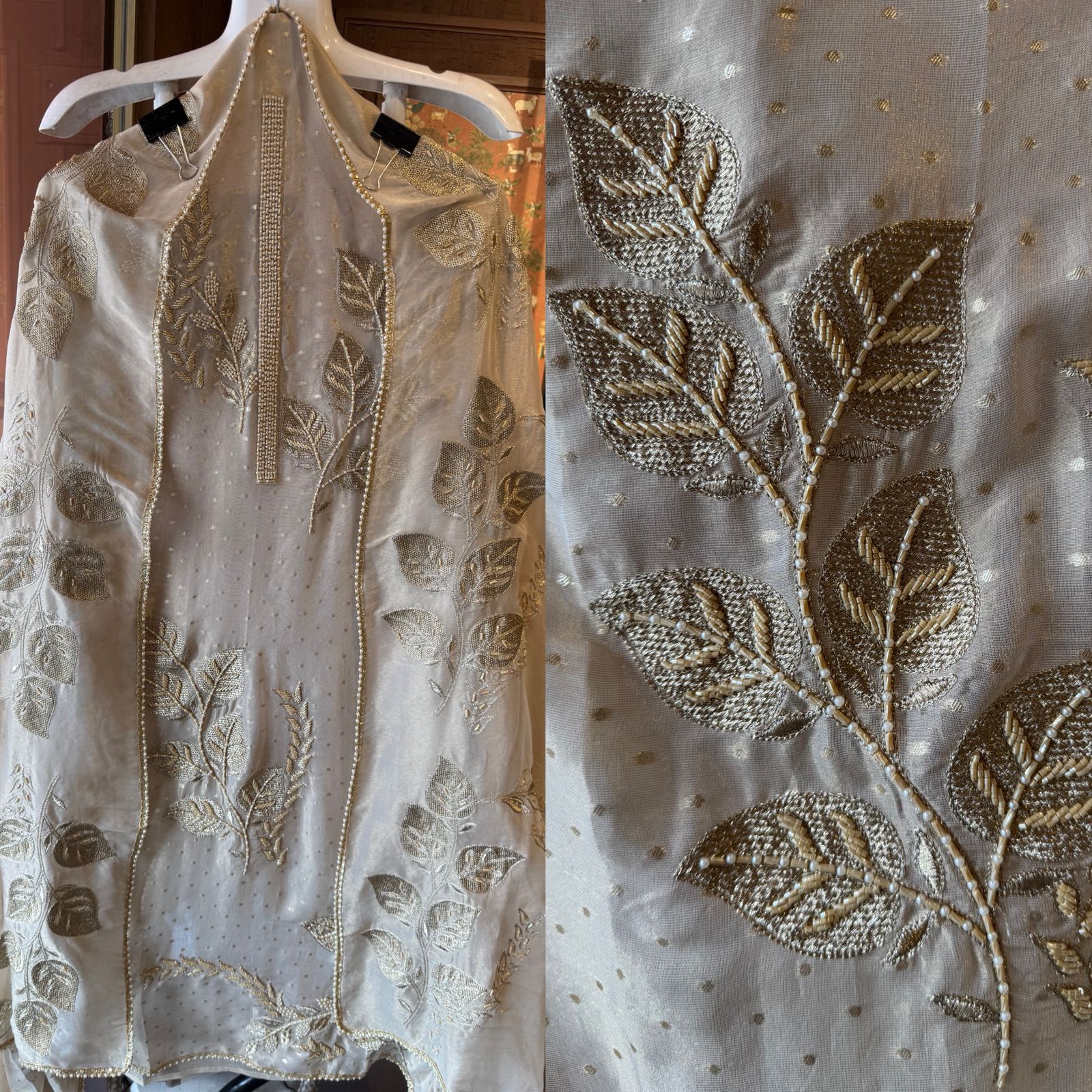 Soft Ivory–Champagne White Unstitched Suit