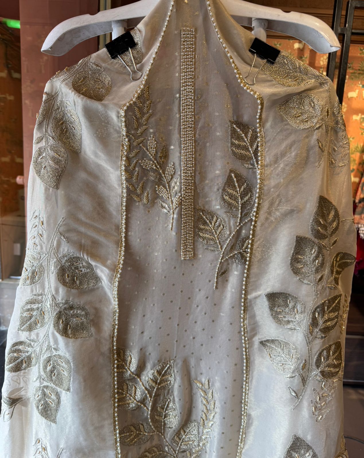 Soft Ivory–Champagne White Unstitched Suit