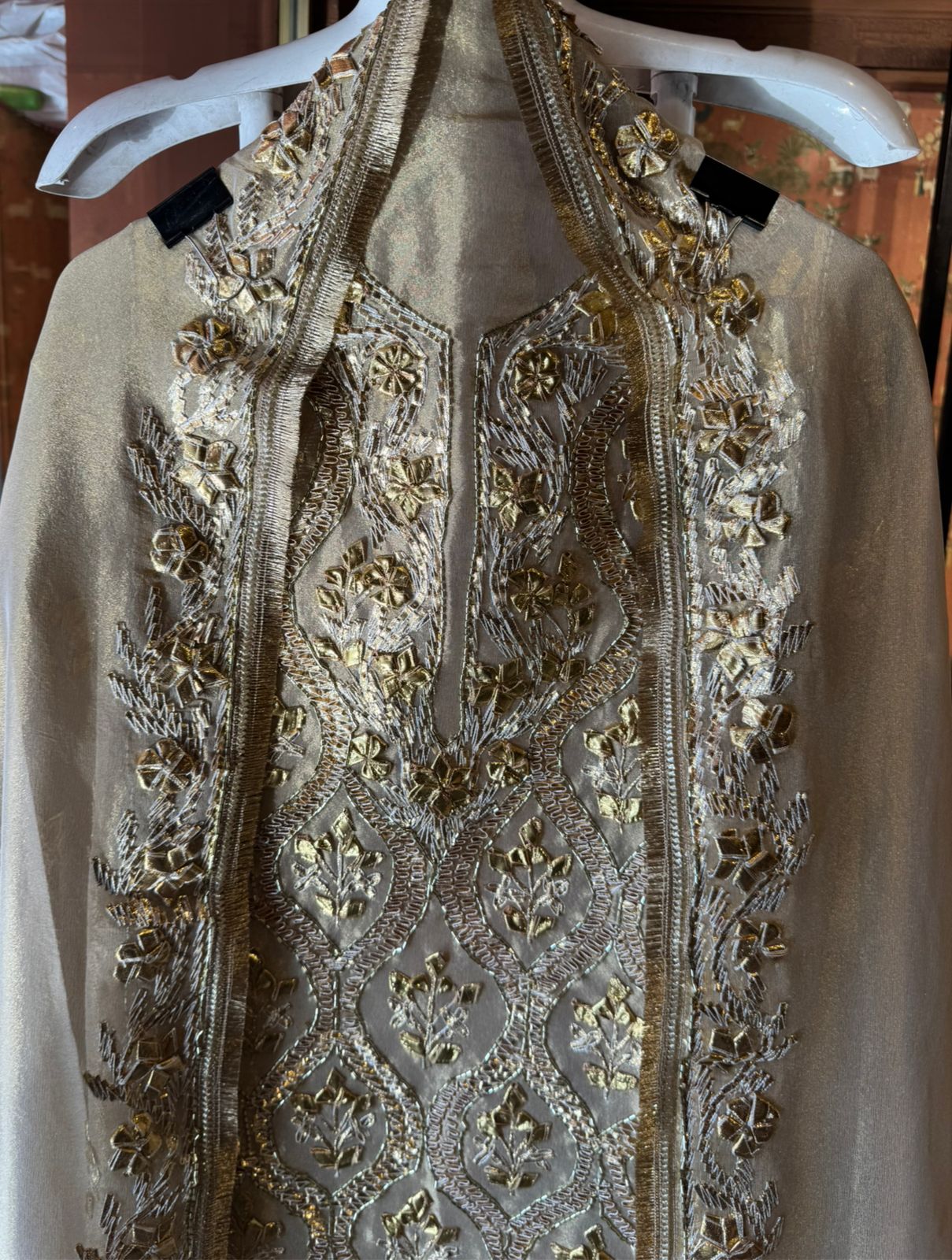 Champagne gold tissue Unstitched Suit