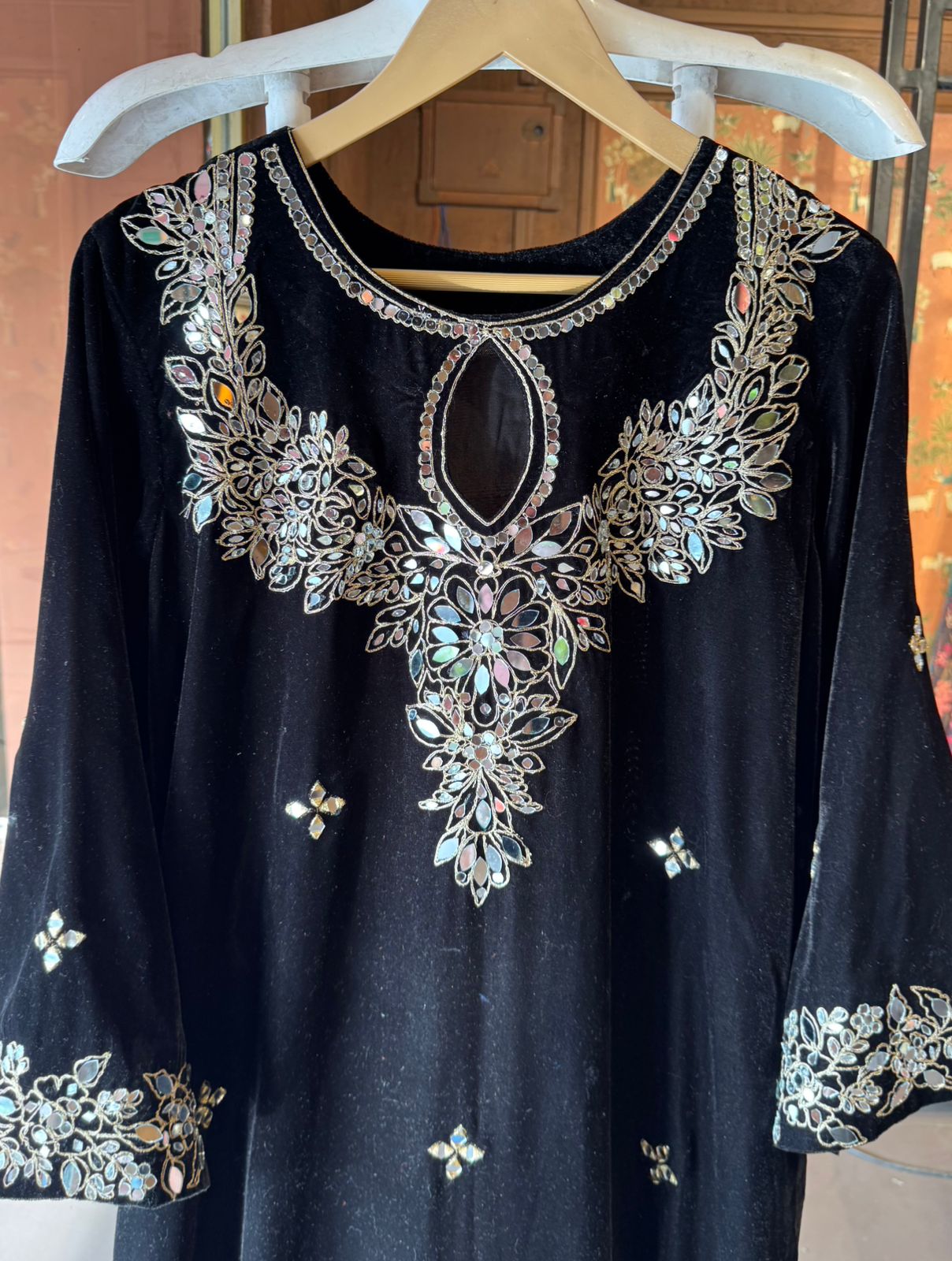 Plain velvet long dress