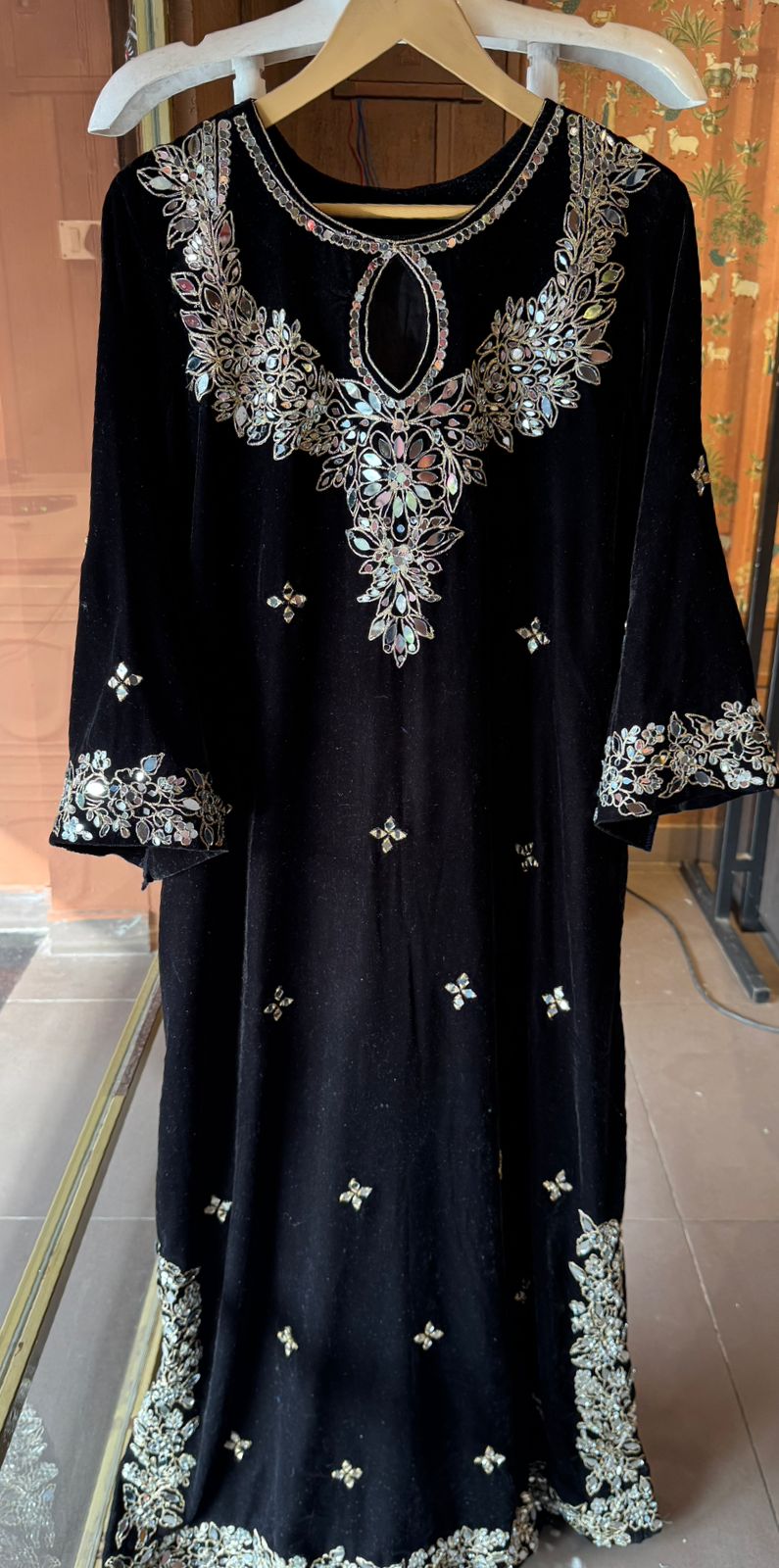 Plain velvet long dress