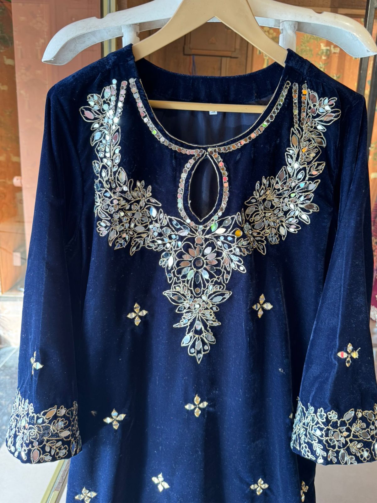 Plain velvet long dress