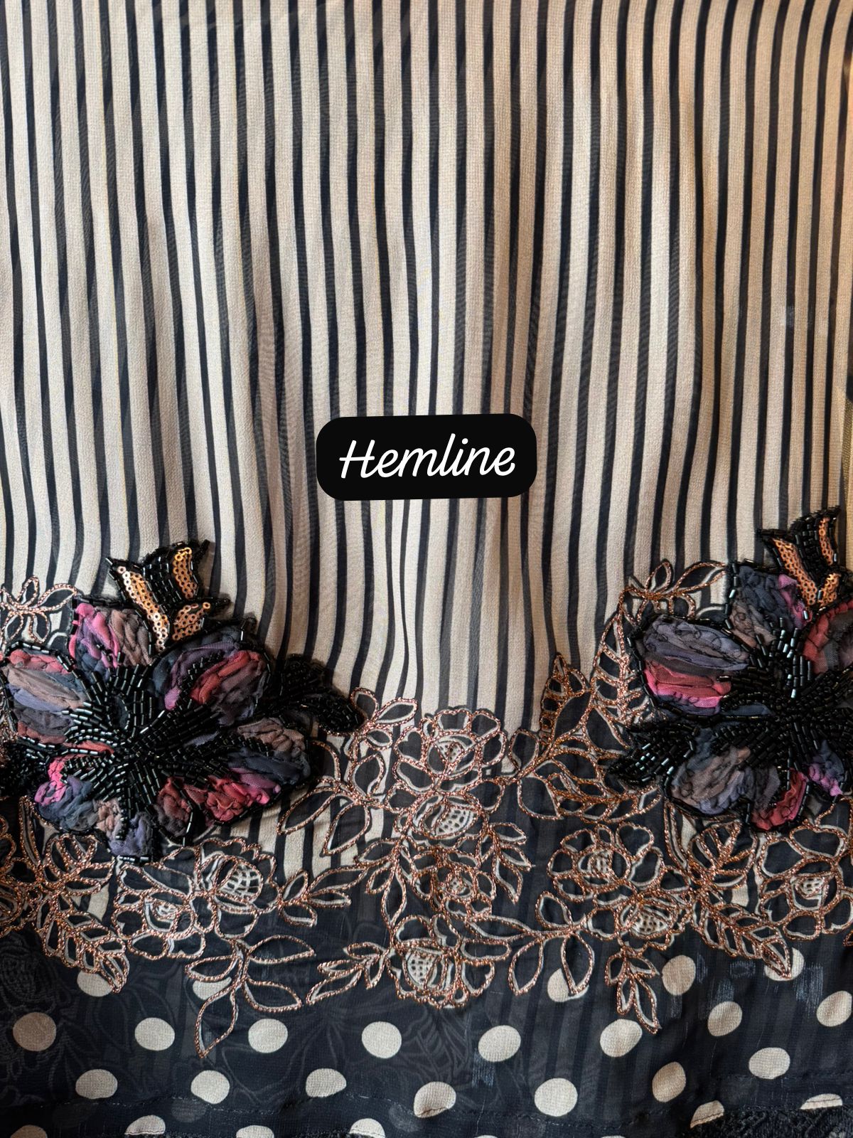 Black & ivory striped Unstitched Suit