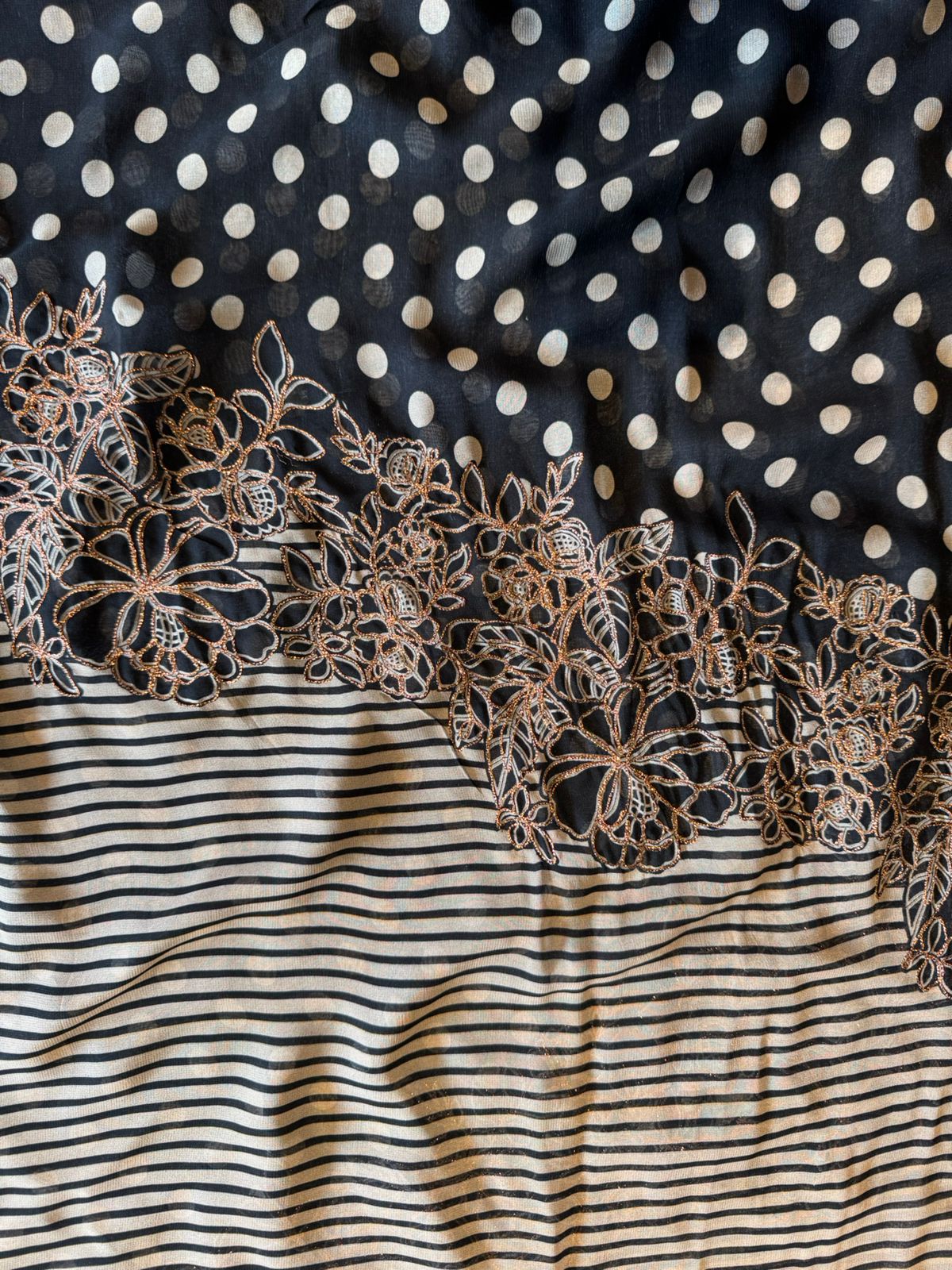 Black & ivory striped Unstitched Suit