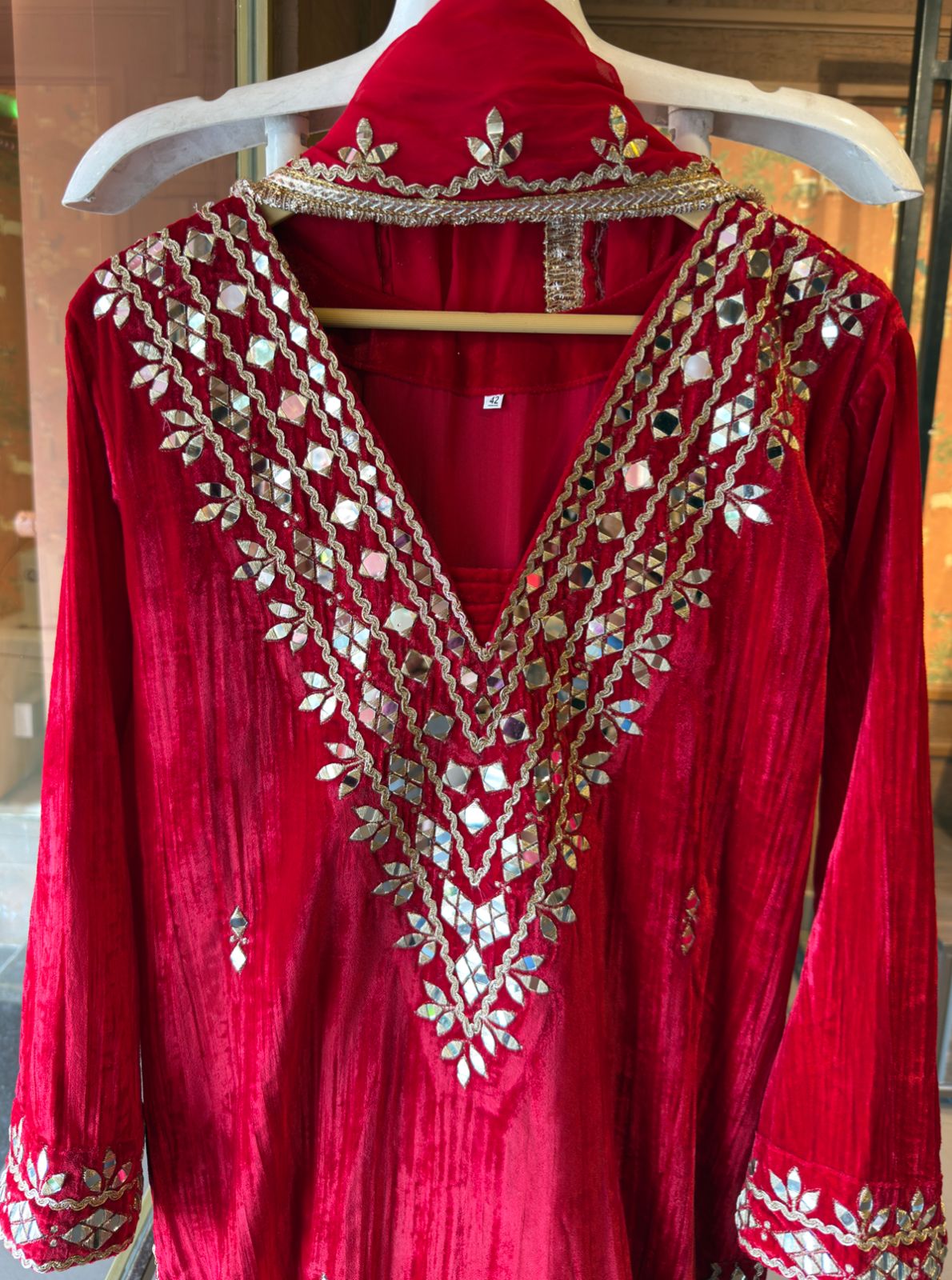 Crushed velvet long Kurta