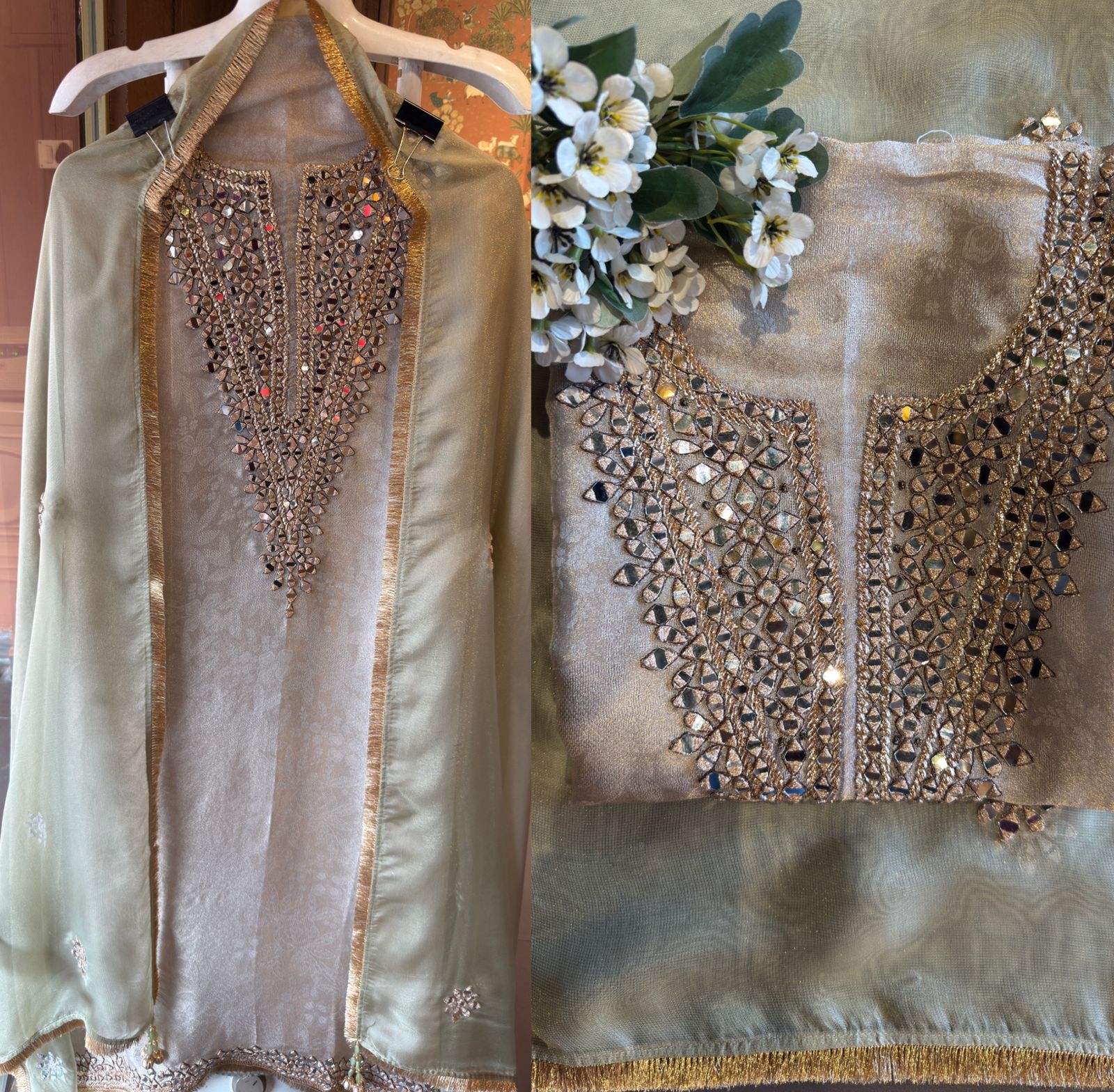 Elegant Tissue Jacquard Unstitched Suit