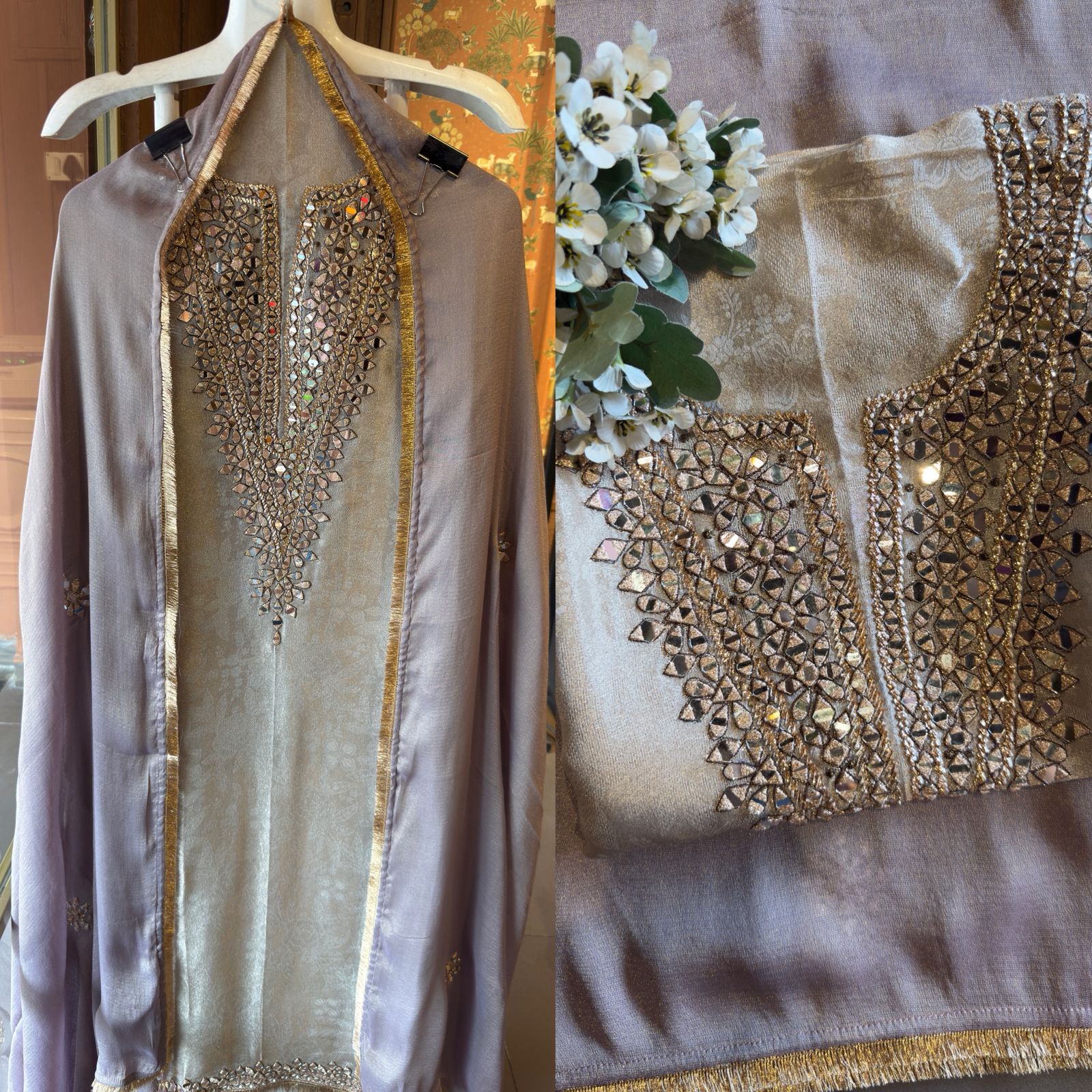 Elegant Tissue Jacquard Unstitched Suit