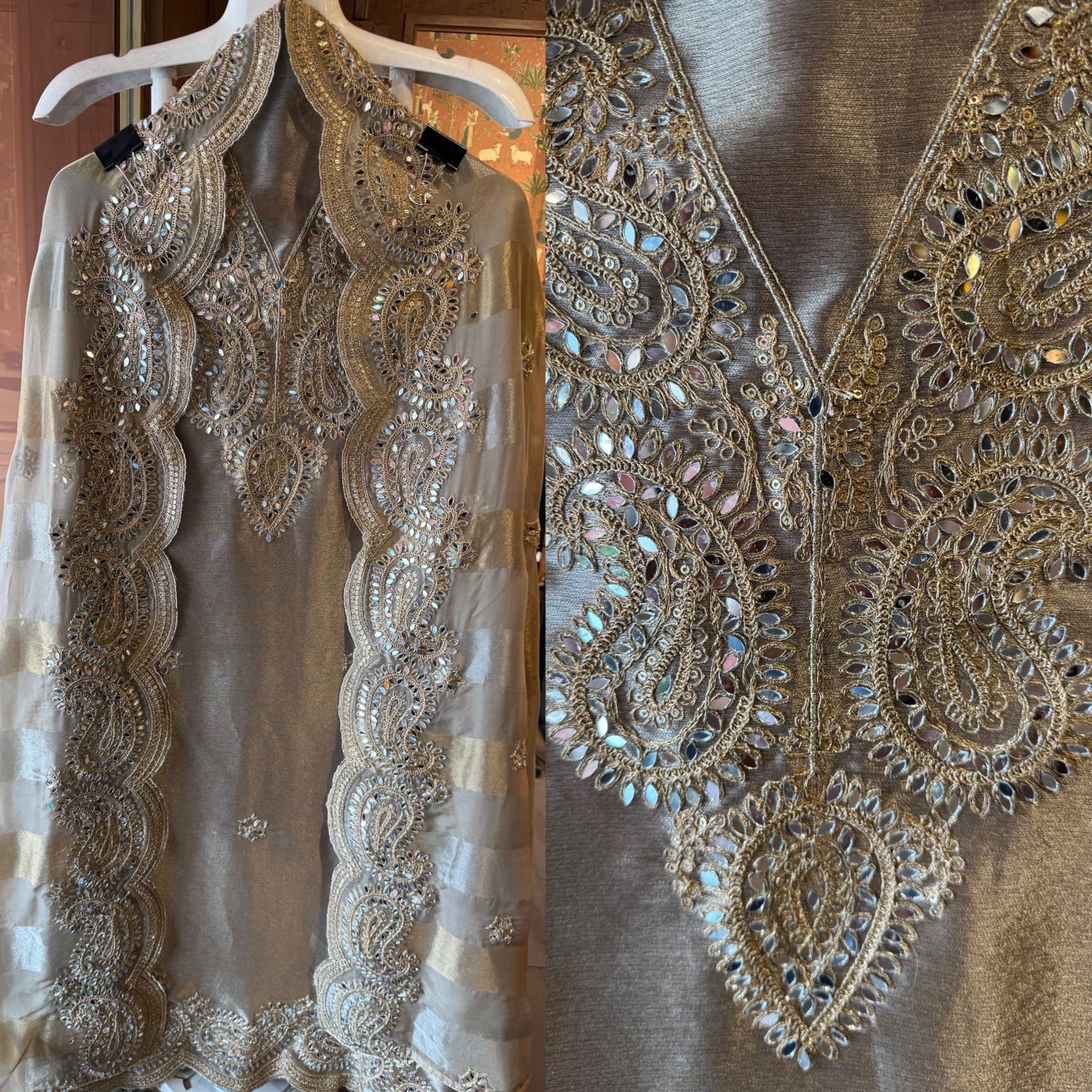 Luxury Crushed Tissue Unstitched Suit