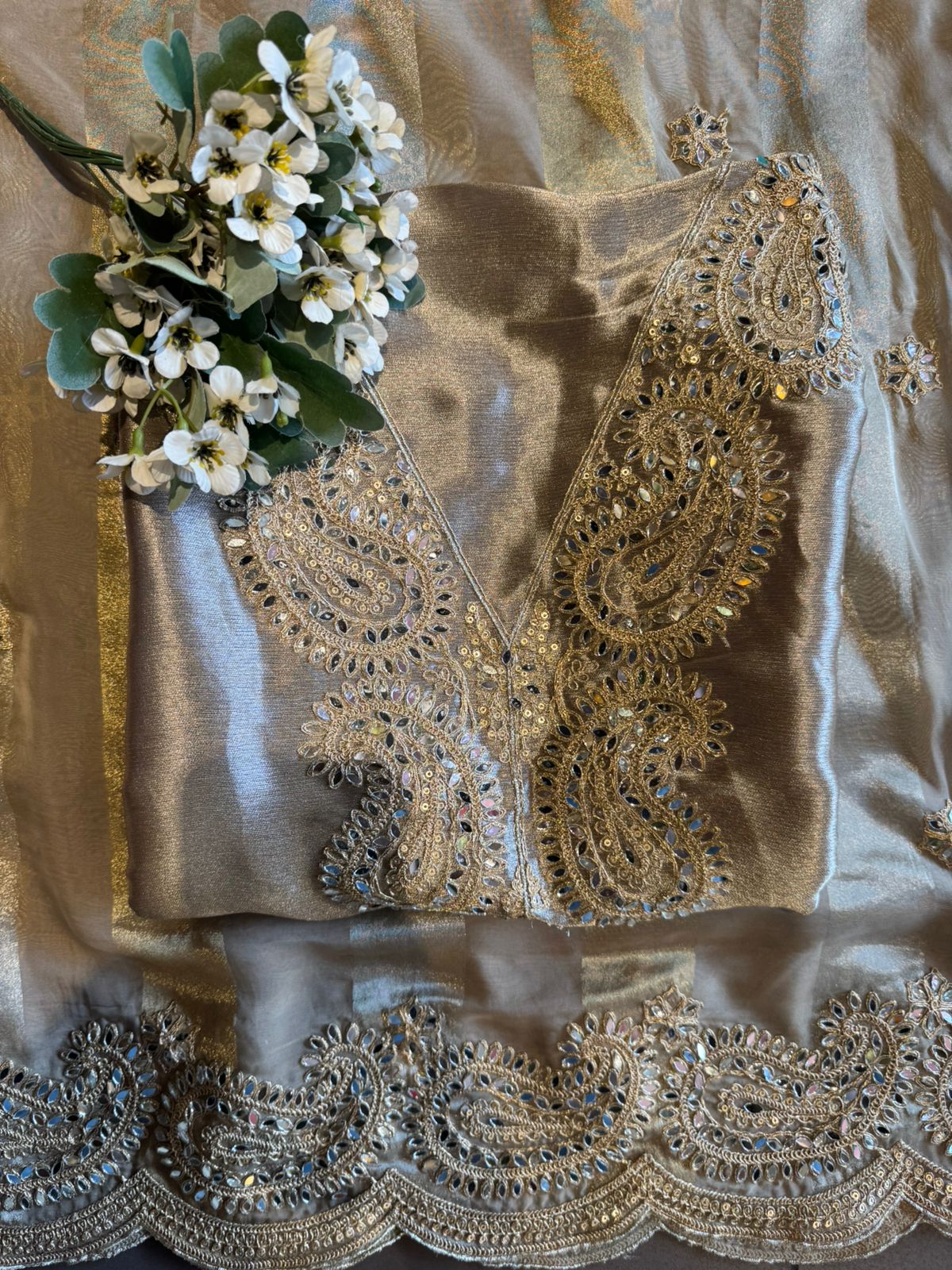 Luxury Crushed Tissue Unstitched Suit