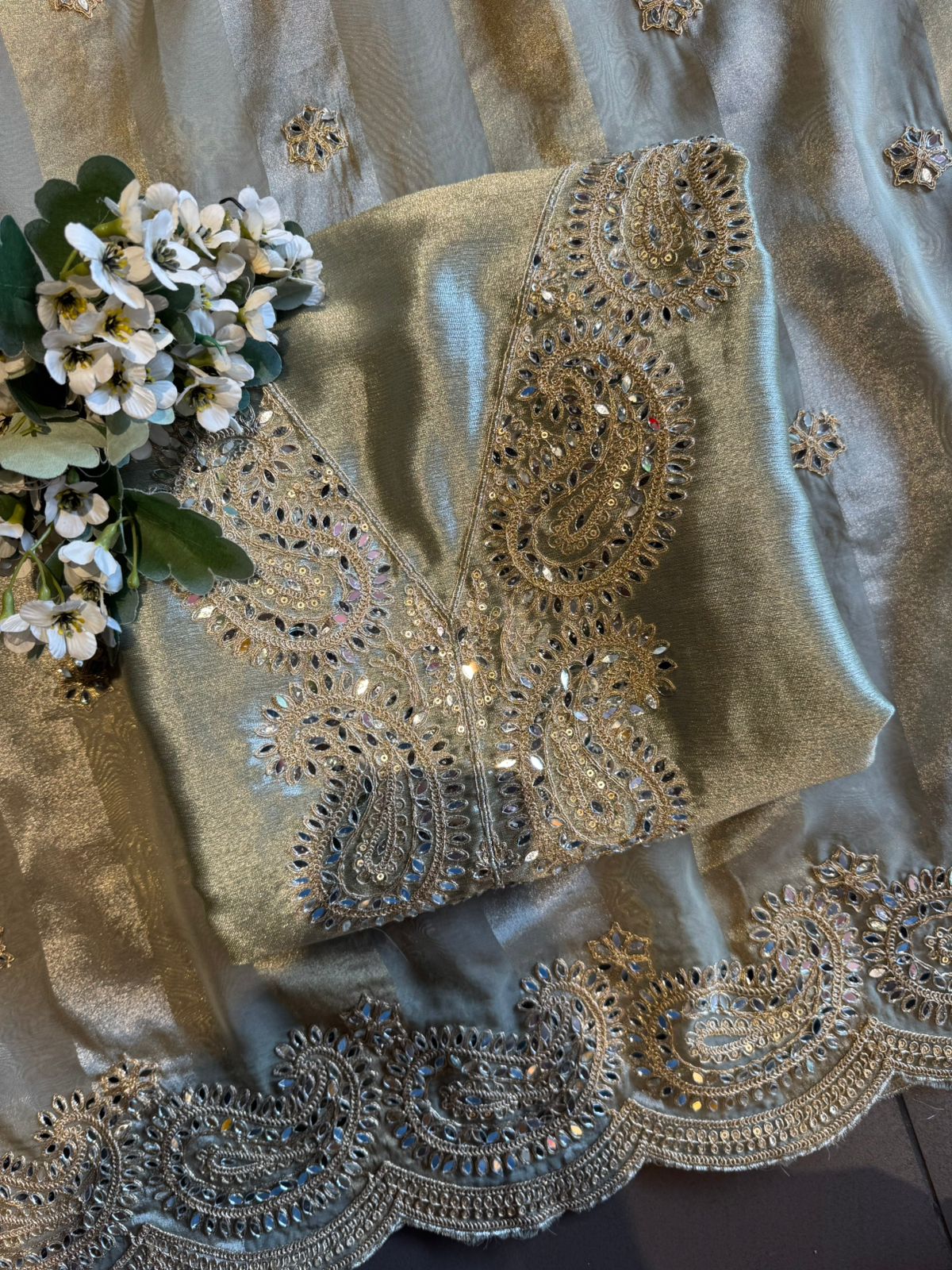 Luxury Crushed Tissue Unstitched Suit