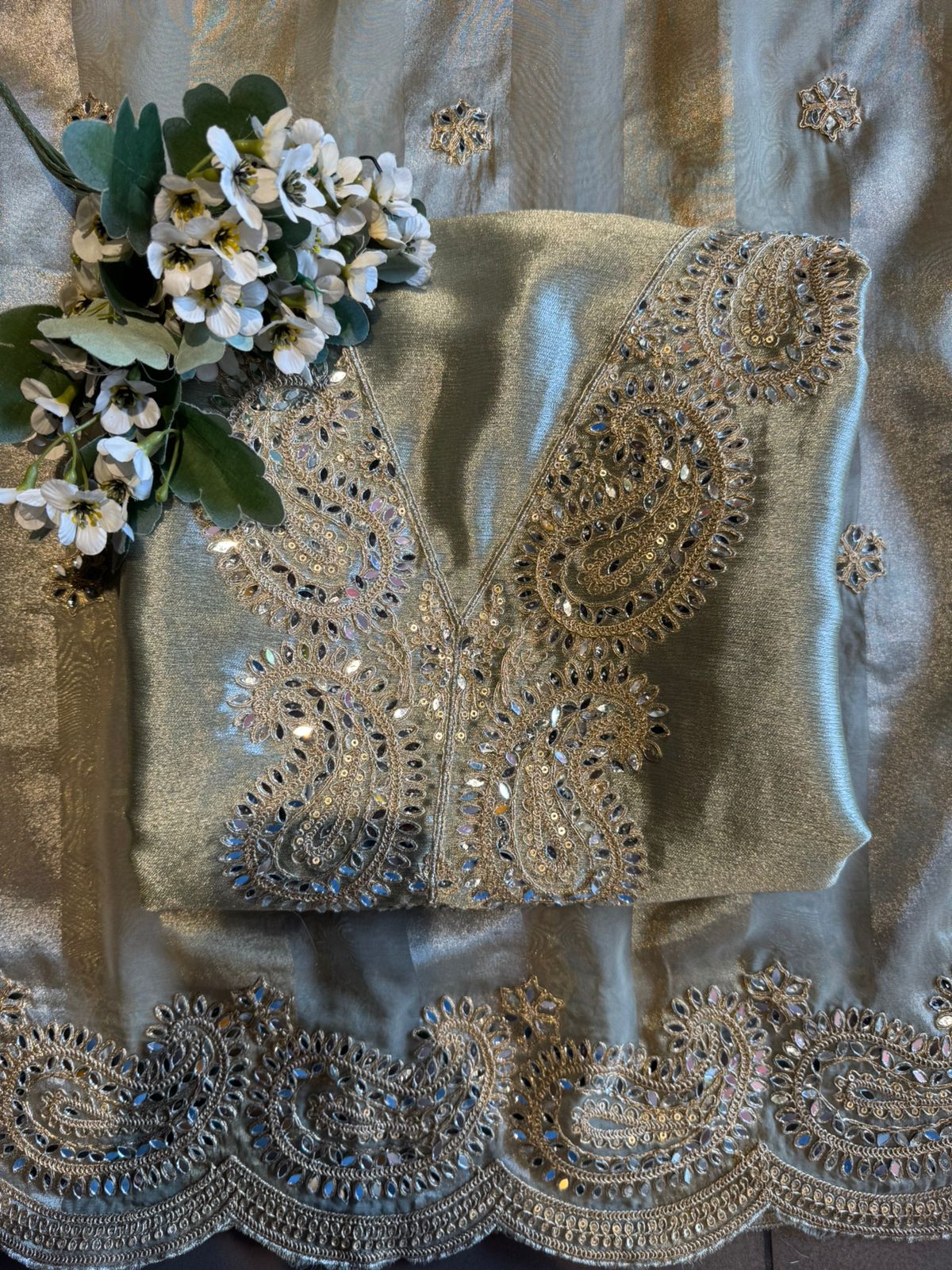 Luxury Crushed Tissue Unstitched Suit