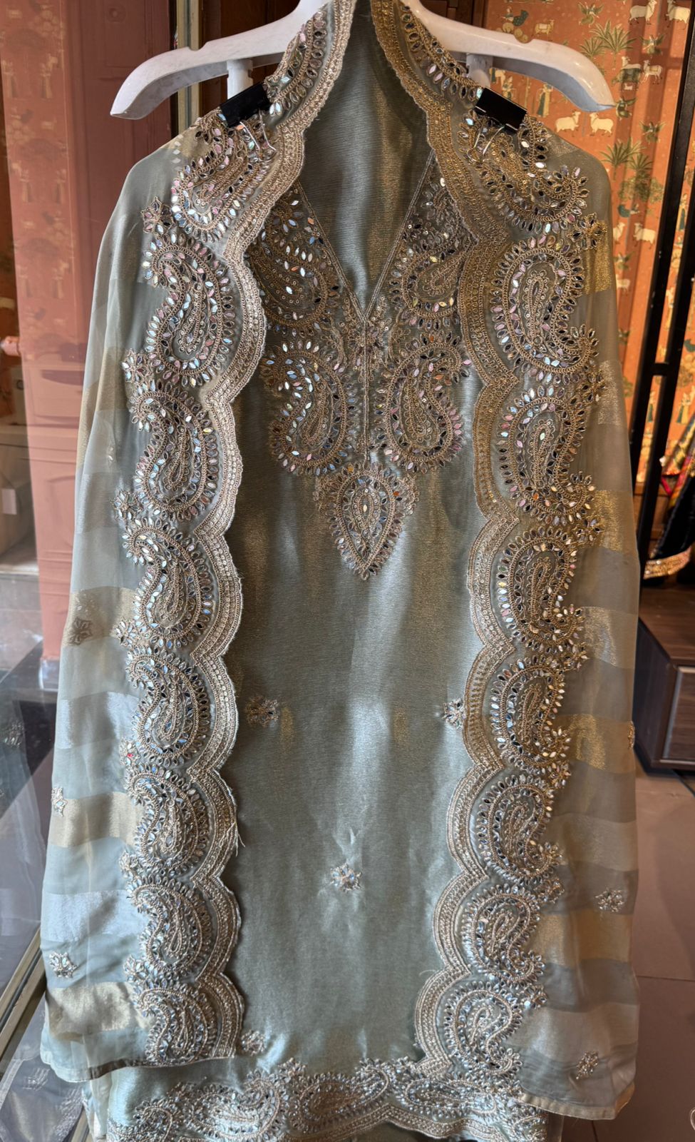 Luxury Crushed Tissue Unstitched Suit