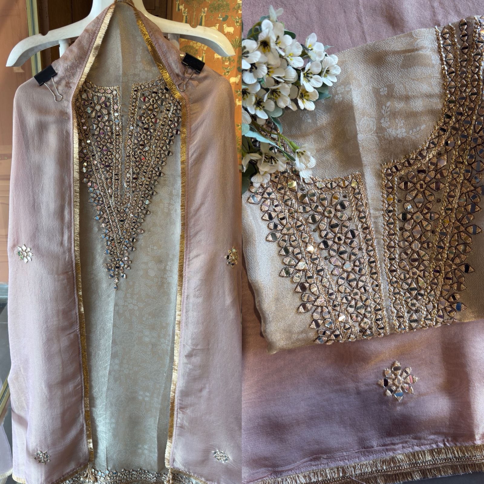 Elegant Tissue Jacquard Unstitched Suit