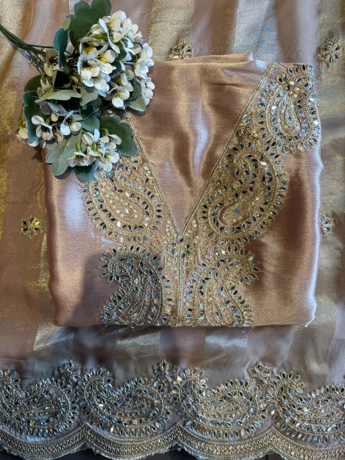 Luxury Crushed Tissue Unstitched Suit