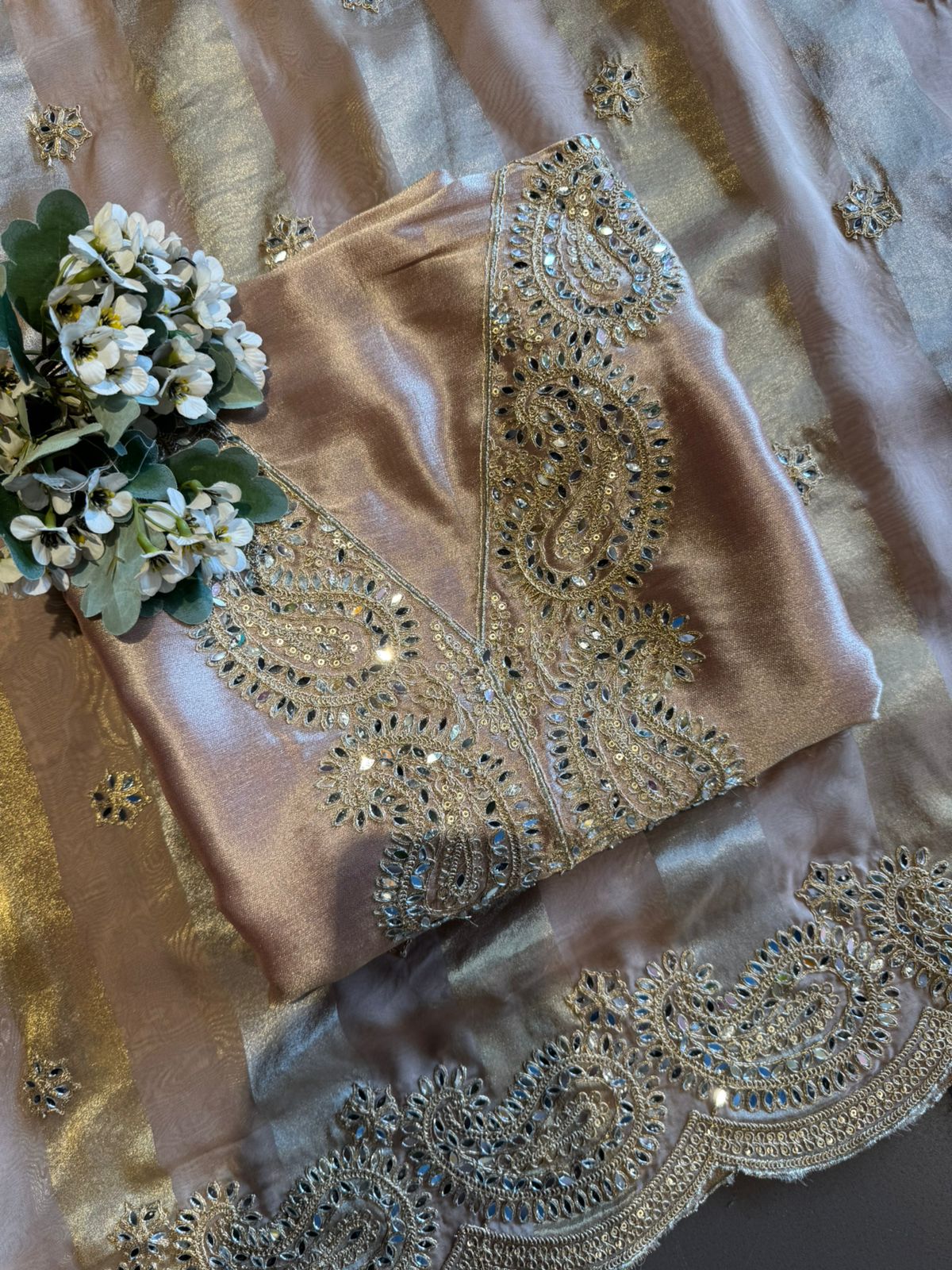 Luxury Crushed Tissue Unstitched Suit