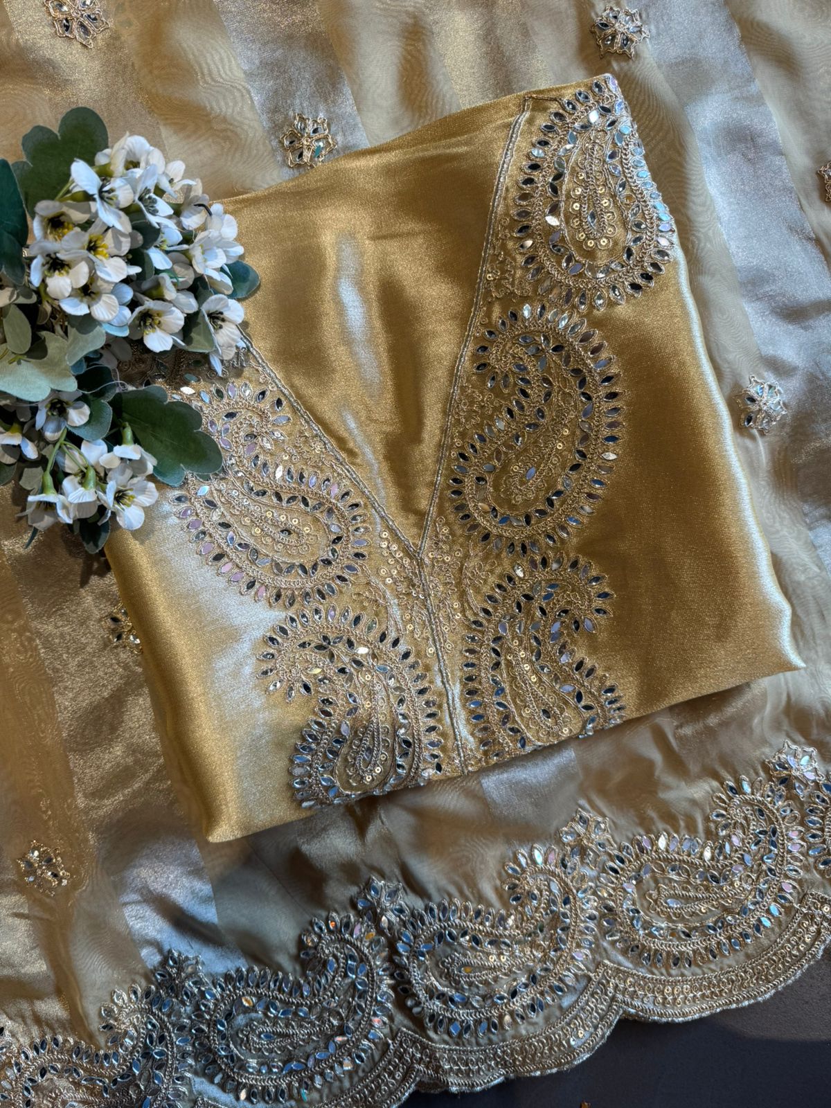 Luxury Crushed Tissue Unstitched Suit